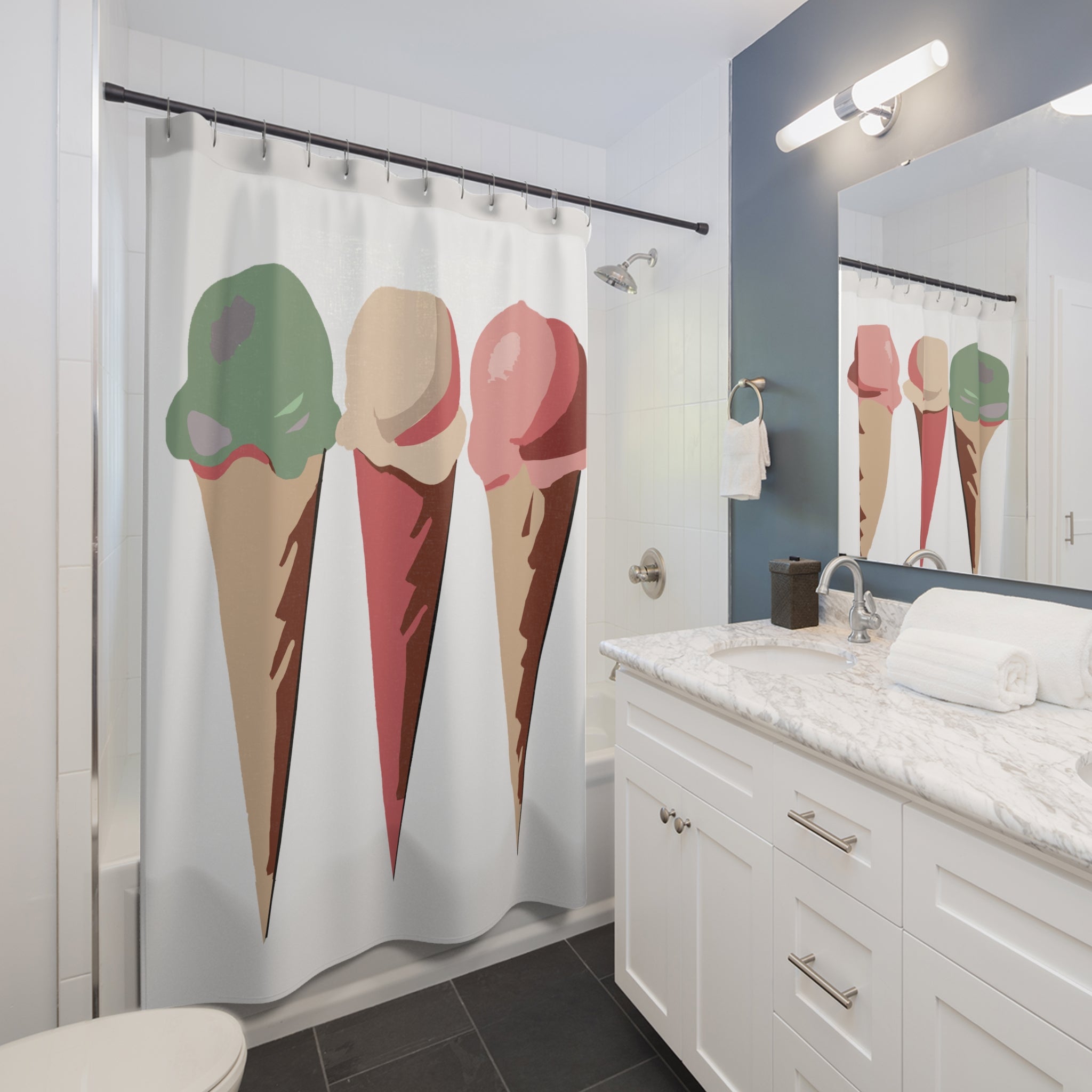 Modern Ice Cream Cone Shower Curtain