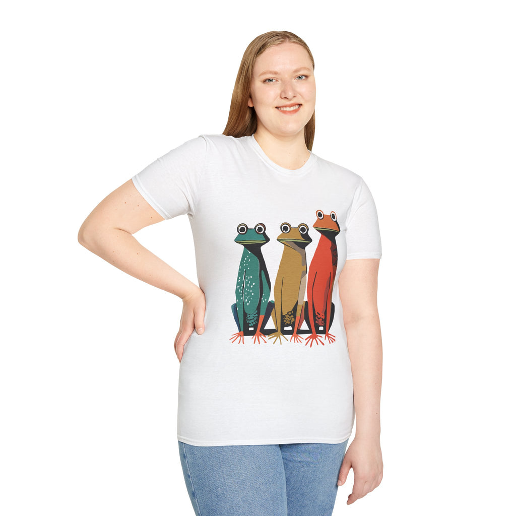 Three Frog Friends Graphic Art Print - 100% Cotton T-Shirt