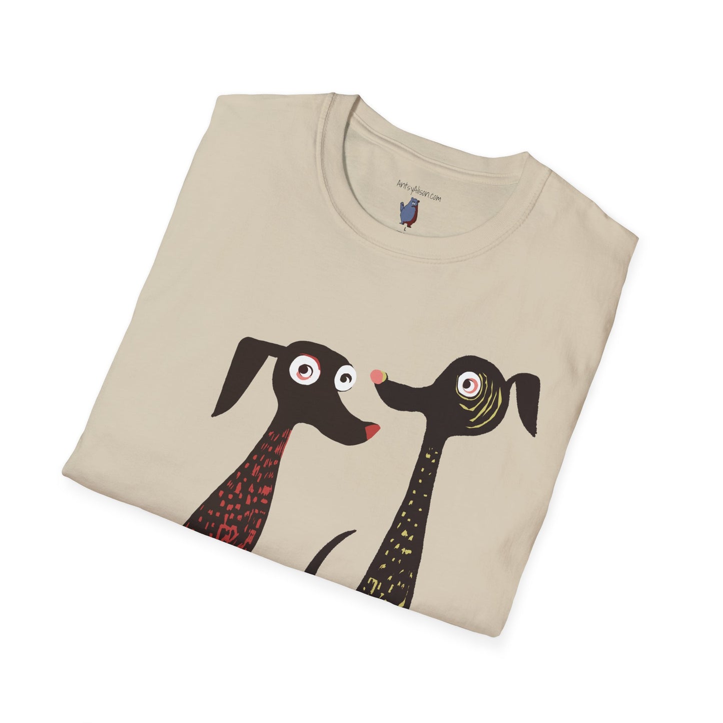 Retro Dog Duo Graphic Art - 100% Cotton T-Shirt