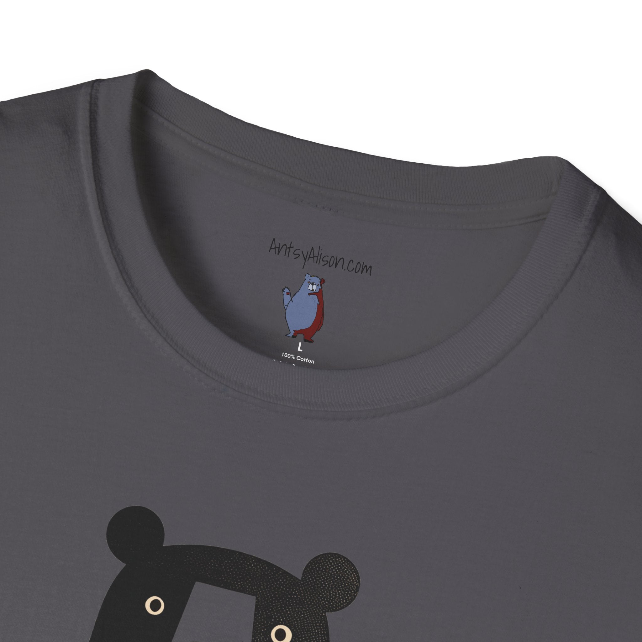 Mod and Retro Transparent Belly Bear Graphic Art Tee - 100% Cotton T-Shirt