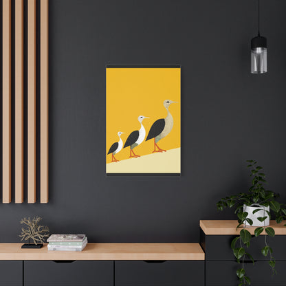 Three Birds in A Row Modern Graphic Art Print - Matte Canvas, Stretched, 1.25"