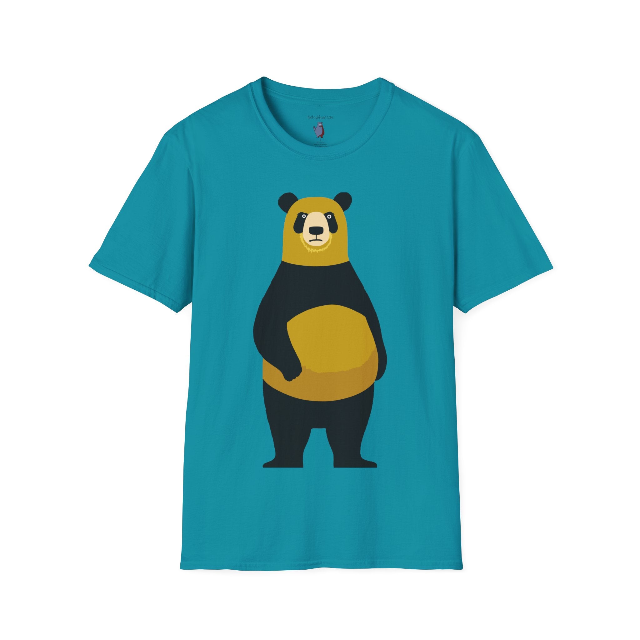 Yellow and Black Bear Number 5 Graphic Art - 100% Cotton T-Shirt