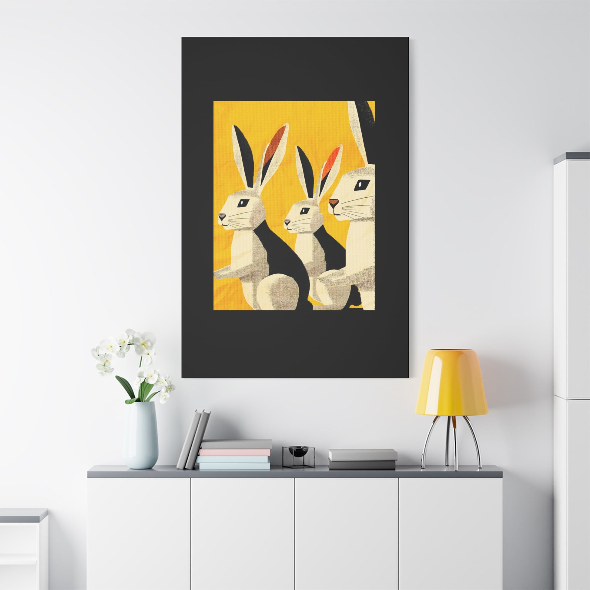 Three Little Rabbits Art Print - Matte Canvas, Stretched, 1.25"