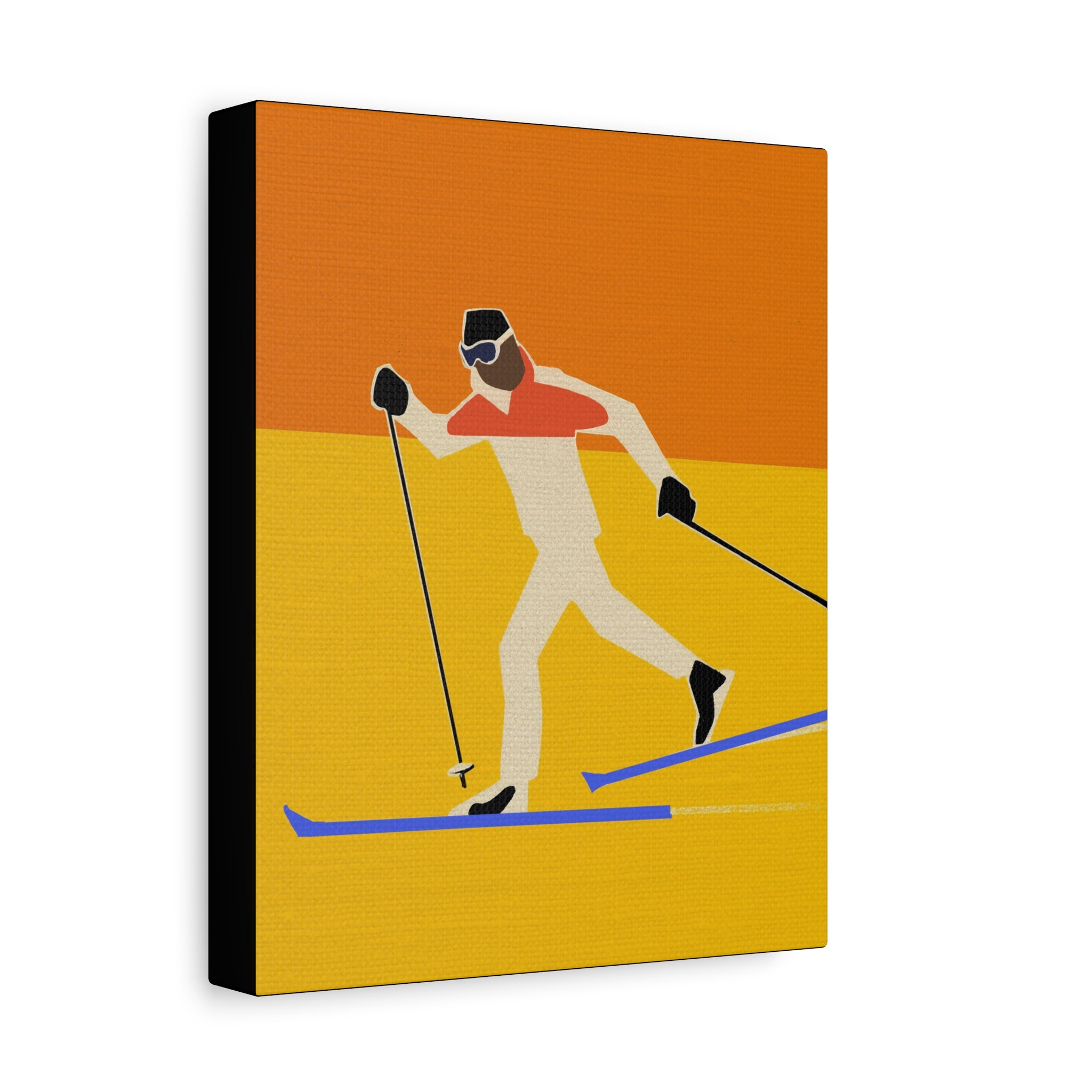Midwest Mod Seasonal Winter Art Print - Pop Art Cross Country Skier - Matte Canvas, Stretched, 1.25"
