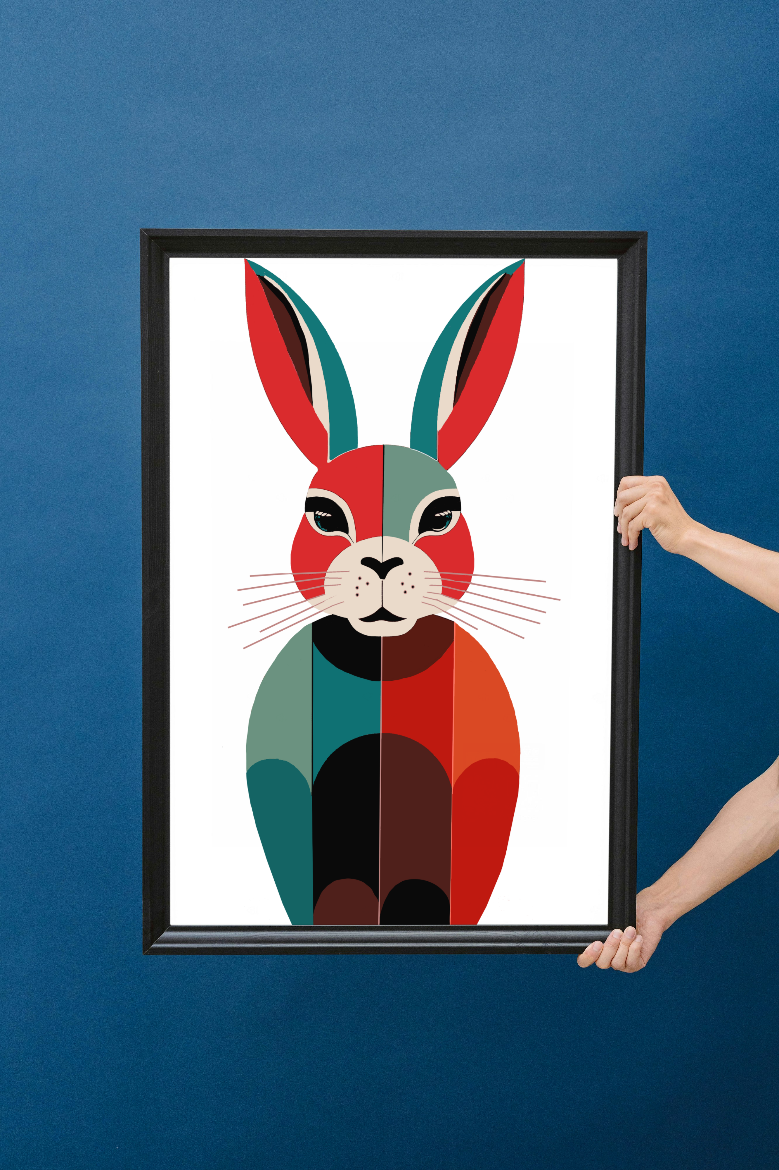 Modern Graphic Art Print Mod Inspired Bunny Rabbit - Matte Canvas, Stretched, 1.25"