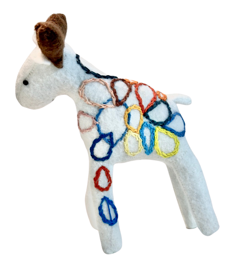 One of a Kind Embroidered Moose Soft Art Textile Plush Decor