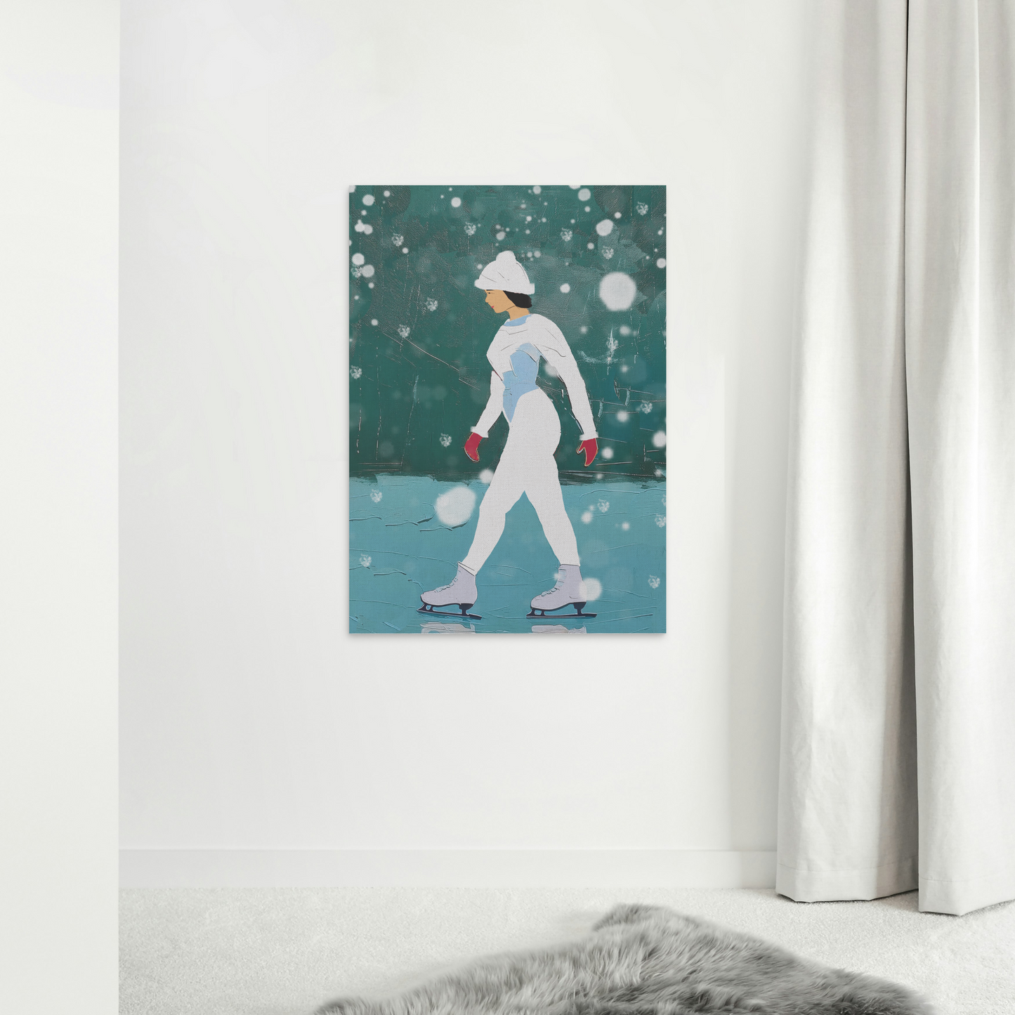 Abstract Winter Ice Skater - Matte Canvas, Stretched, 1.25"