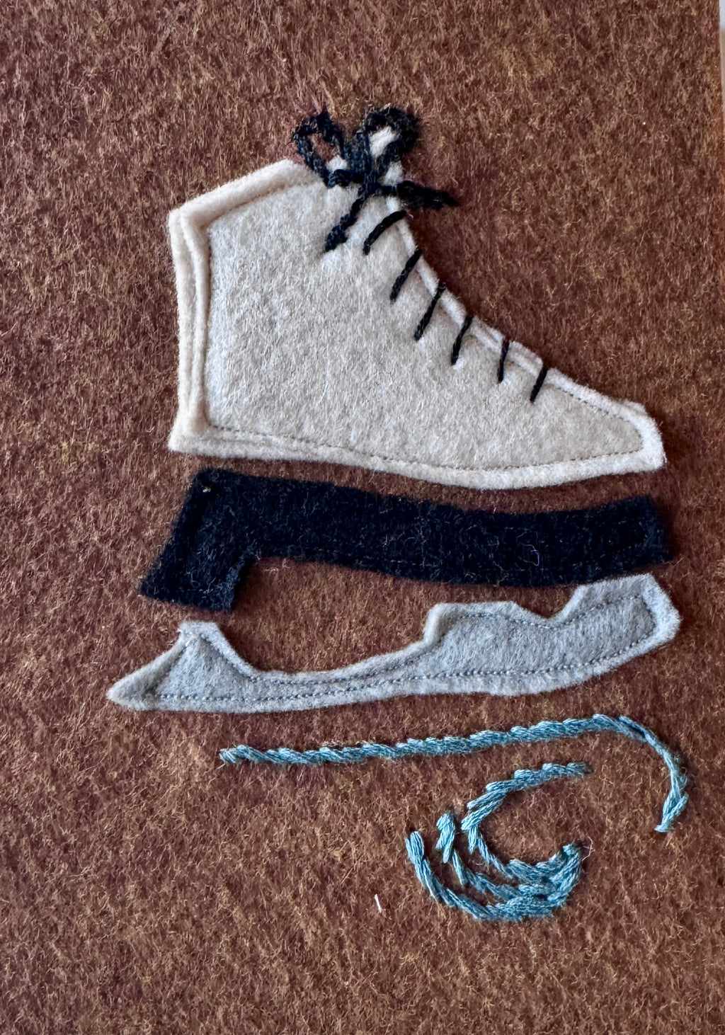 Midwest Mod Winter Ice Skate - One-of-a-Kind Holiday Art Panel