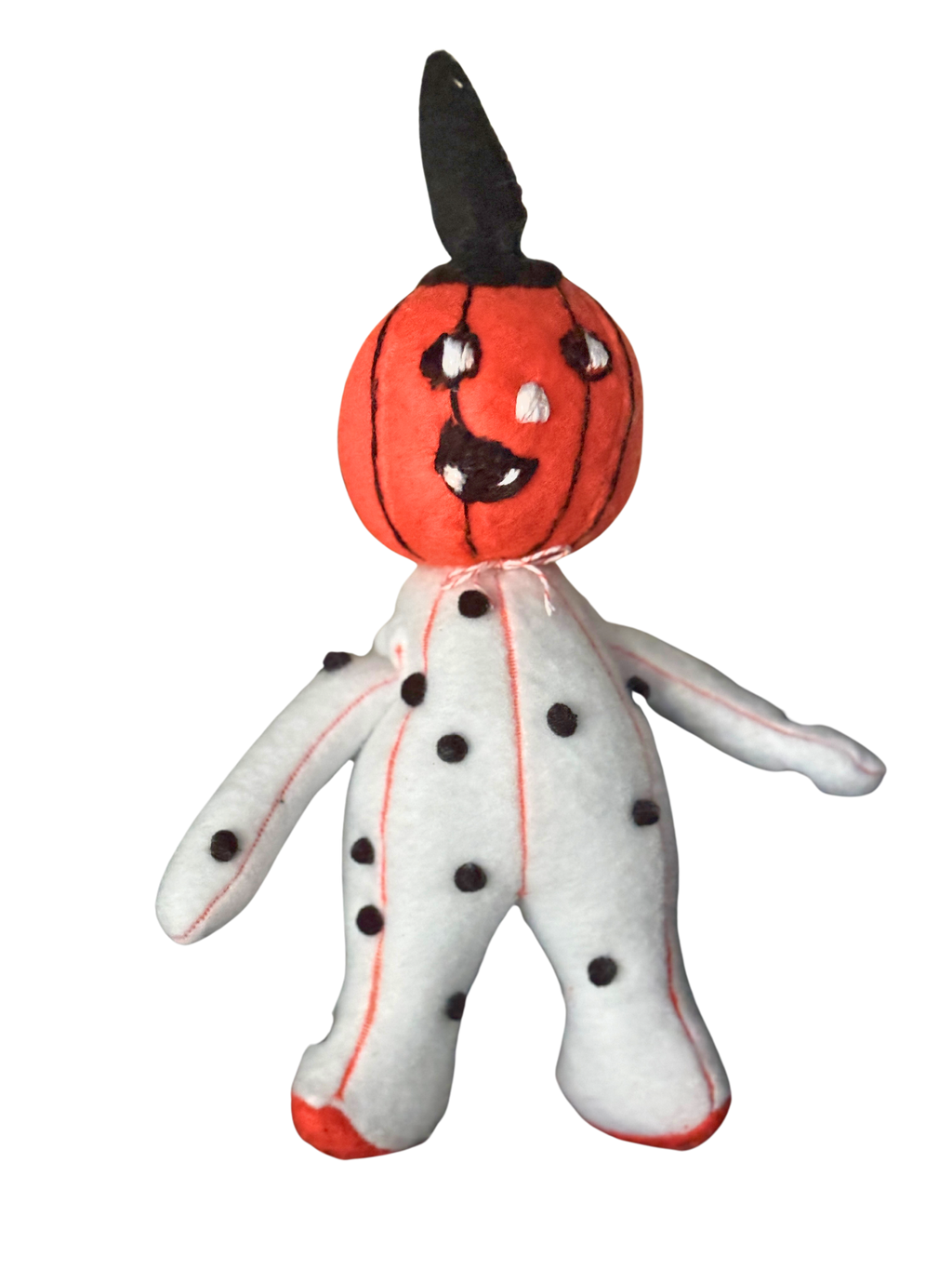 One of a Kind Halloween Pumpkin Boy Polka Dot Soft Art Sculpture