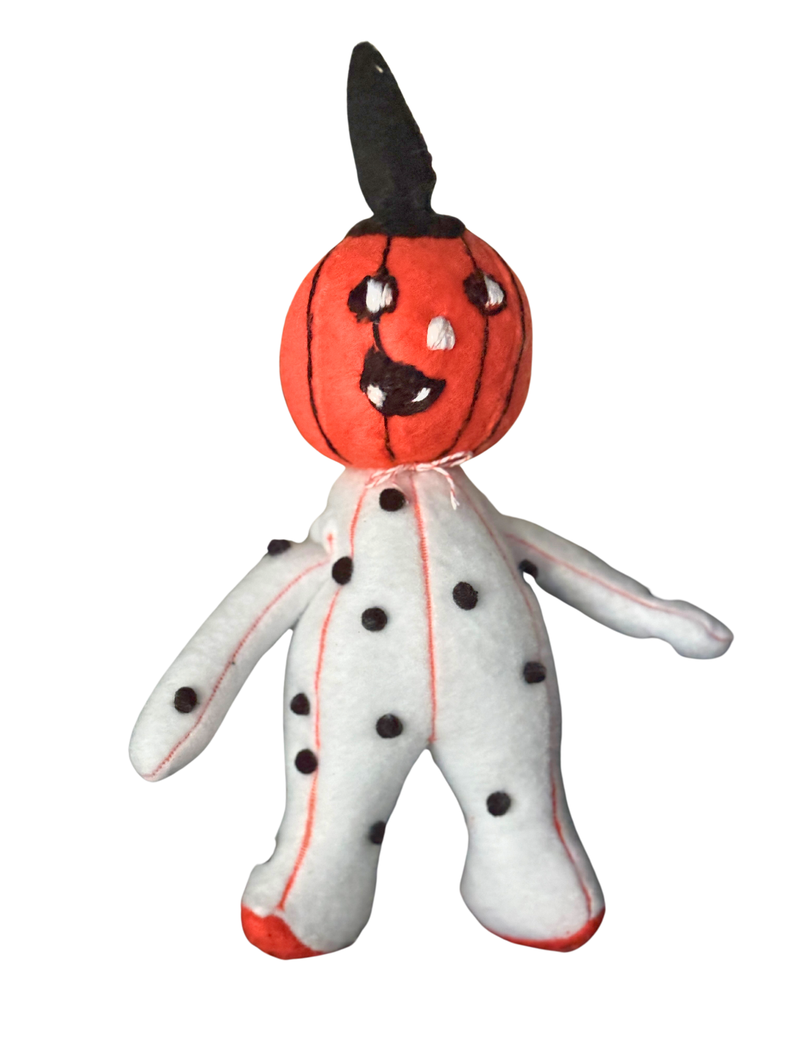 One of a Kind Halloween Pumpkin Boy Polka Dot Soft Art Sculpture