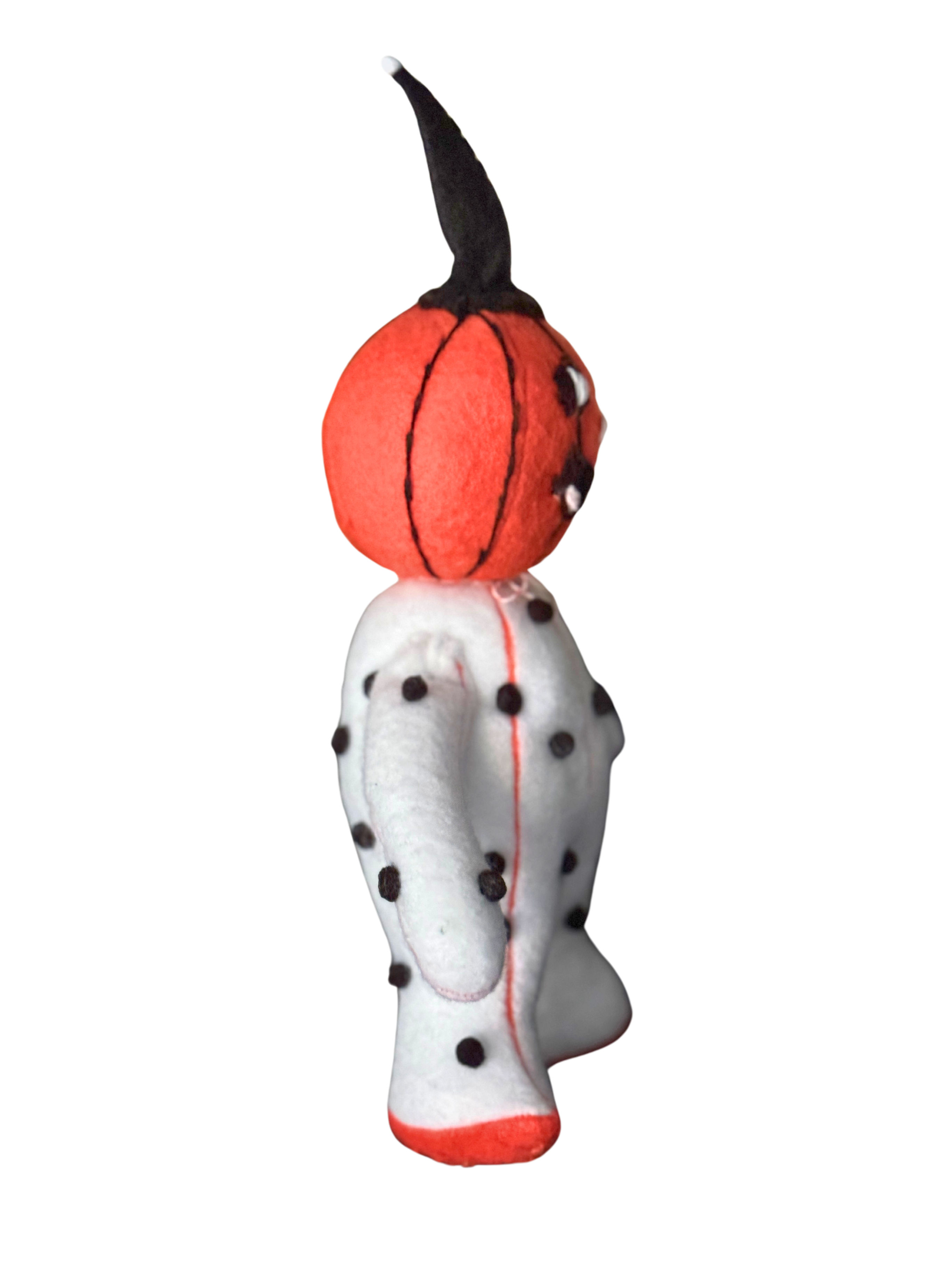 One of a Kind Halloween Pumpkin Boy Polka Dot Soft Art Sculpture