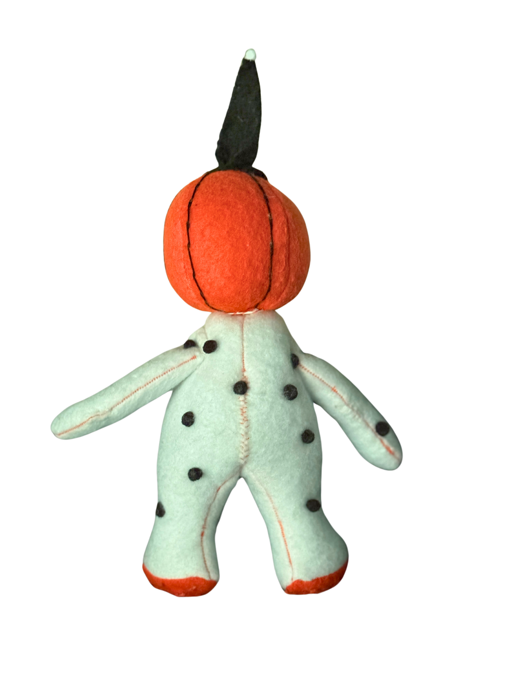 One of a Kind Halloween Pumpkin Boy Polka Dot Soft Art Sculpture