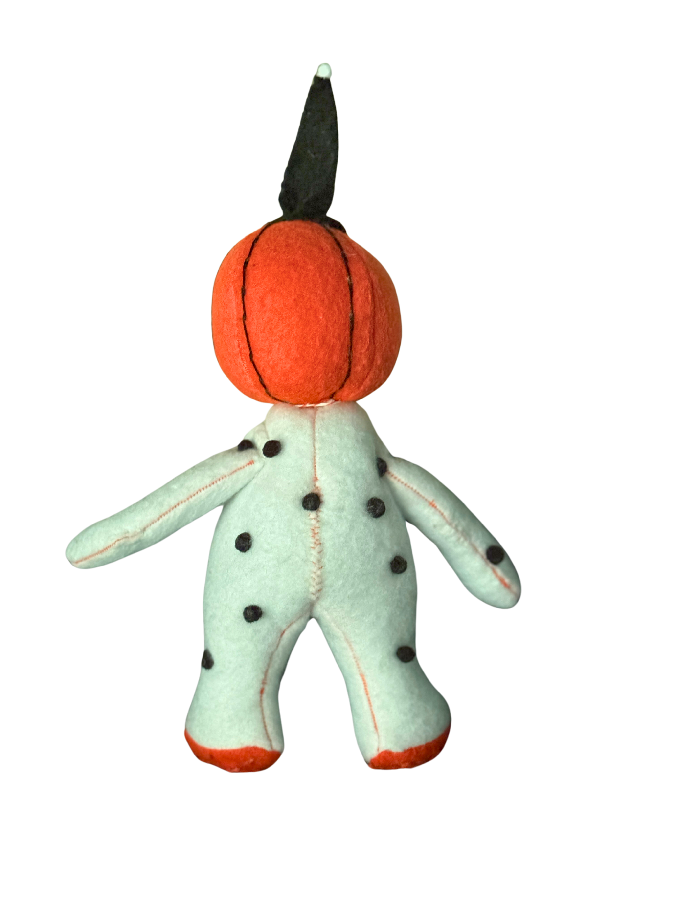 One of a Kind Halloween Pumpkin Boy Polka Dot Soft Art Sculpture