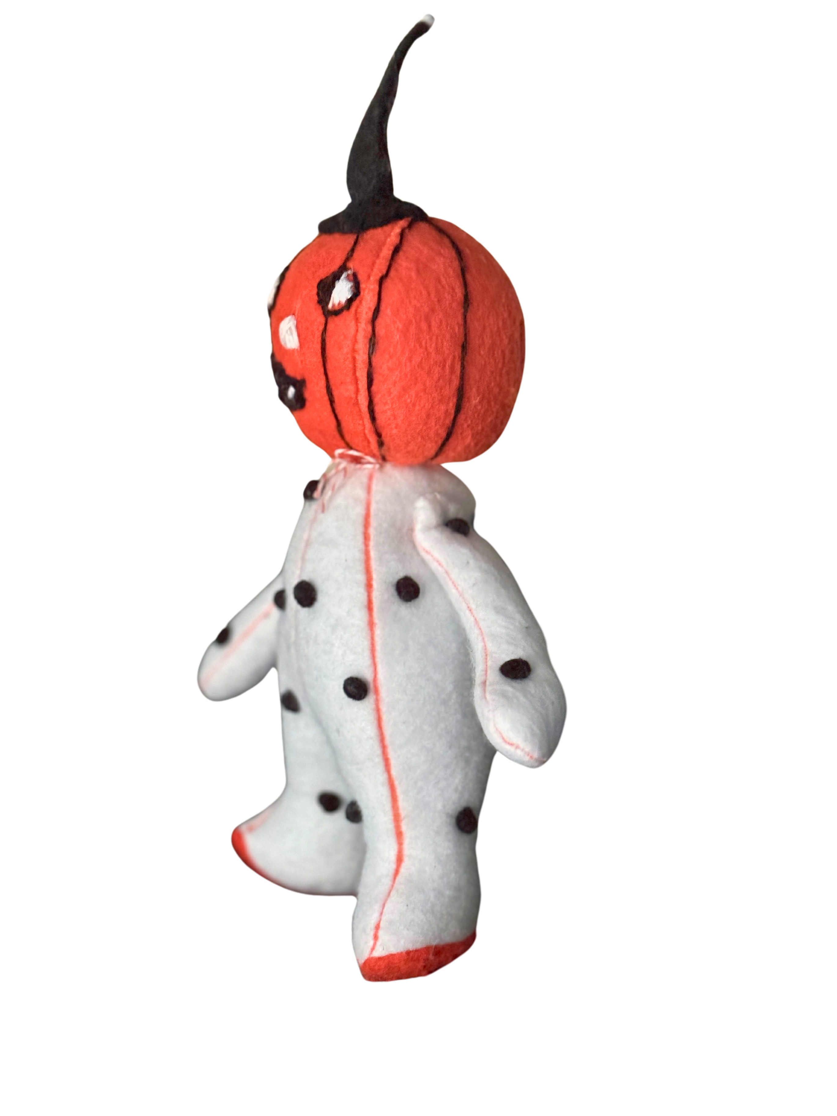 One of a Kind Halloween Pumpkin Boy Polka Dot Soft Art Sculpture