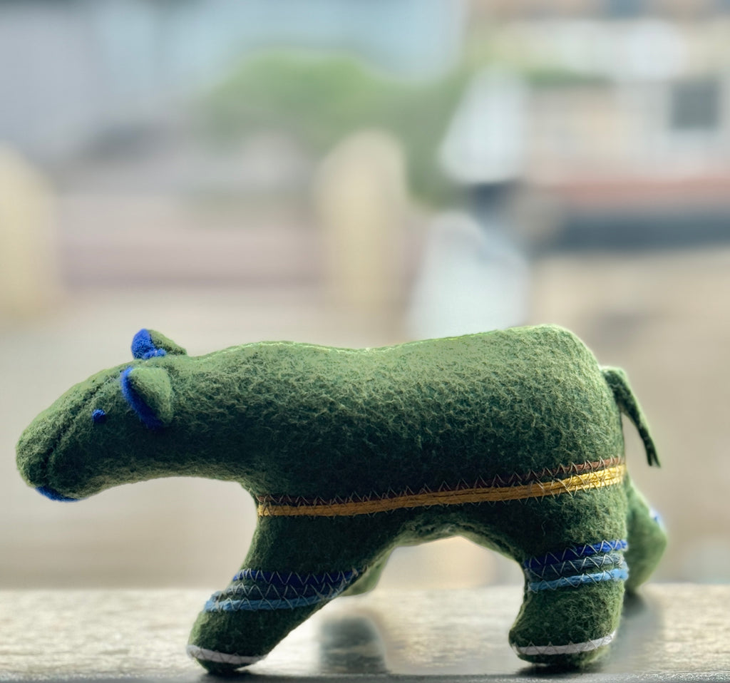 Berry Loving Forest Green Striped One of a Kind Bear Soft Art Sculpture