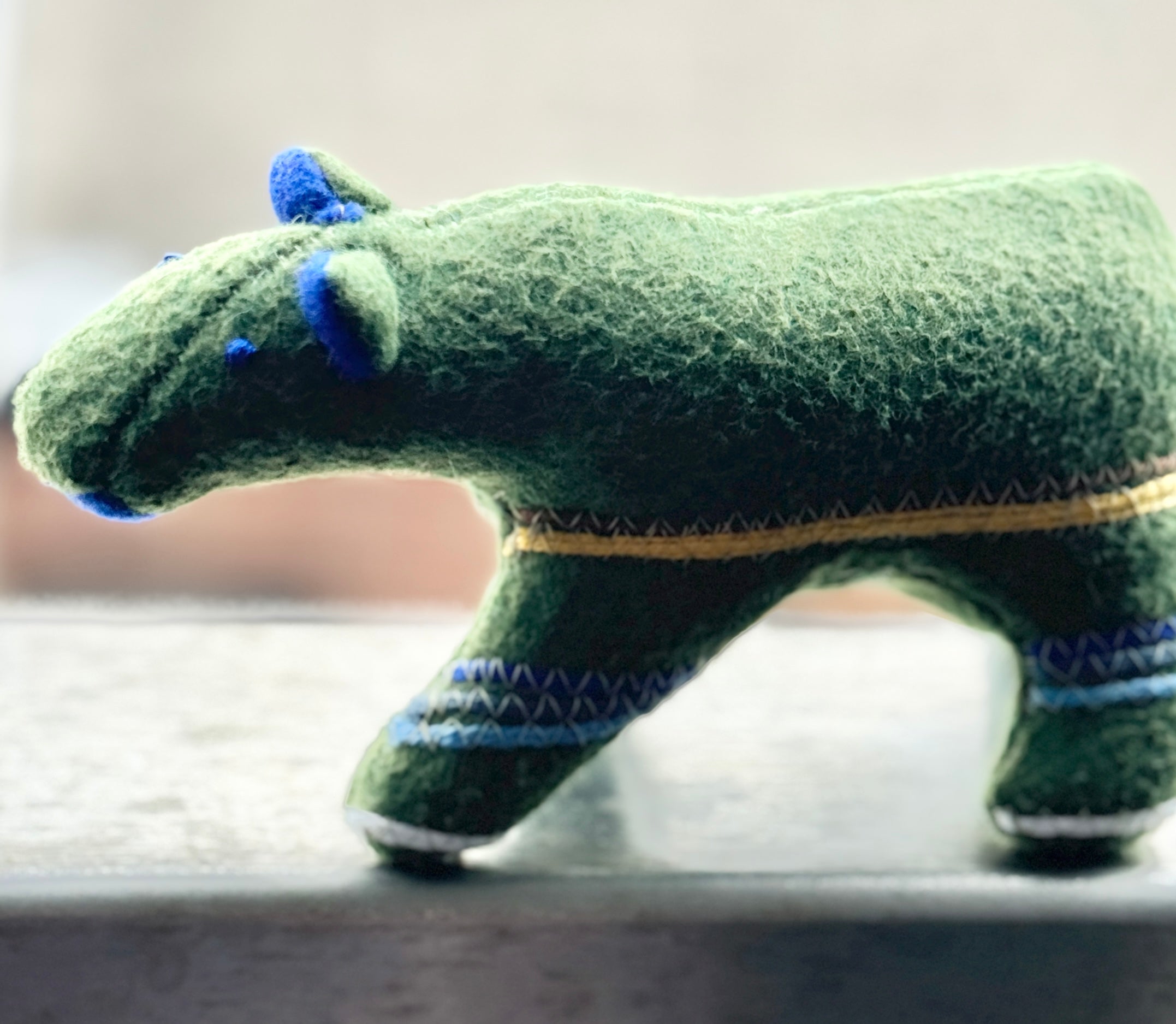 Berry Loving Forest Green Striped One of a Kind Bear Soft Art Sculpture