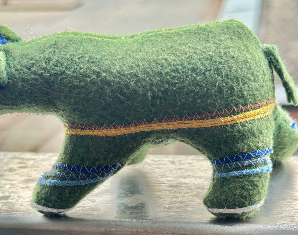 Berry Loving Forest Green Striped One of a Kind Bear Soft Art Sculpture