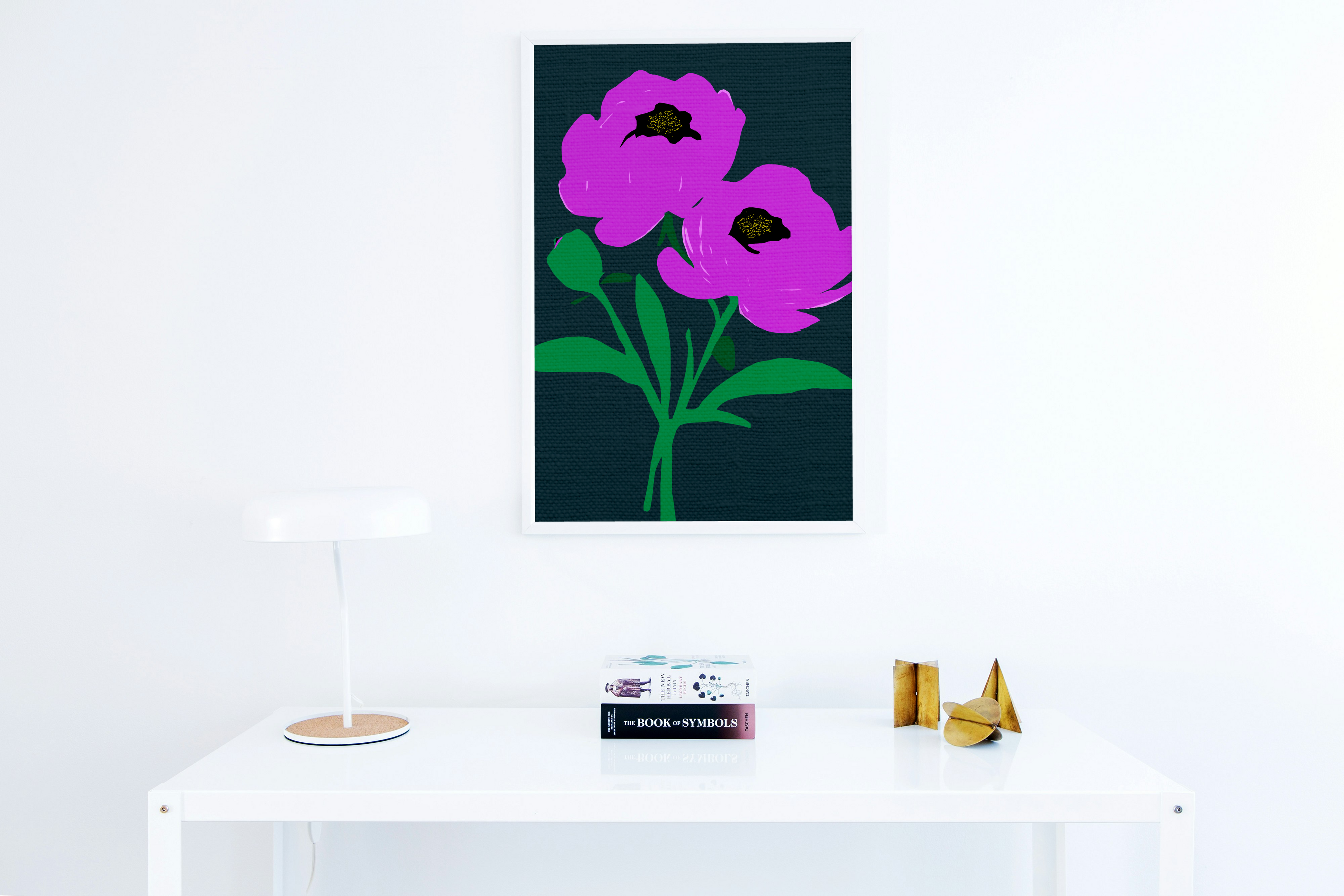 Modern Abstract Pink Peony Peonies with Navy Blue - Matte Canvas, Stretched, 1.25"