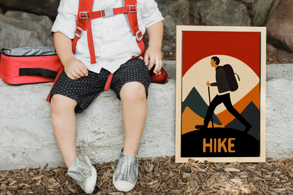 Midwest Modern Summer Activity HIKE Hiking Art Print - Matte Canvas, Stretched, 1.25"