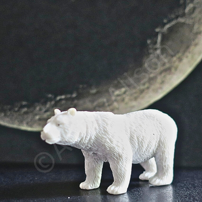 Miniature Polar Bear and Moon Portrait Digital Download Art Print