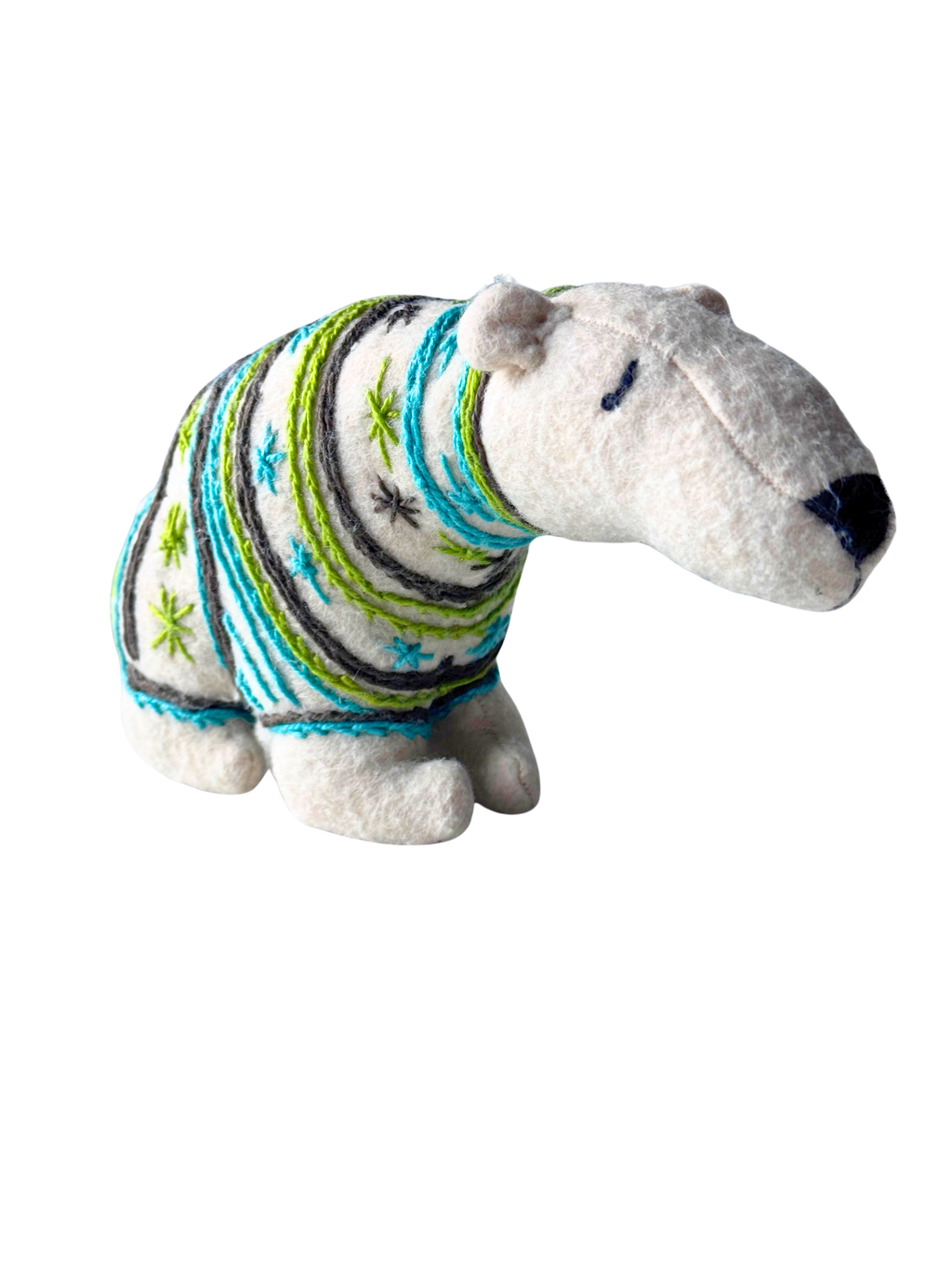 JIMMY - Winter Sweater Polar Bear - Seasonal Sidekick — One-of-a-Kind Soft Art Sculpture
