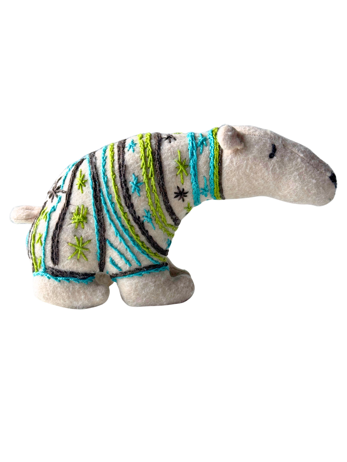 JIMMY - Winter Sweater Polar Bear - Seasonal Sidekick — One-of-a-Kind Soft Art Sculpture