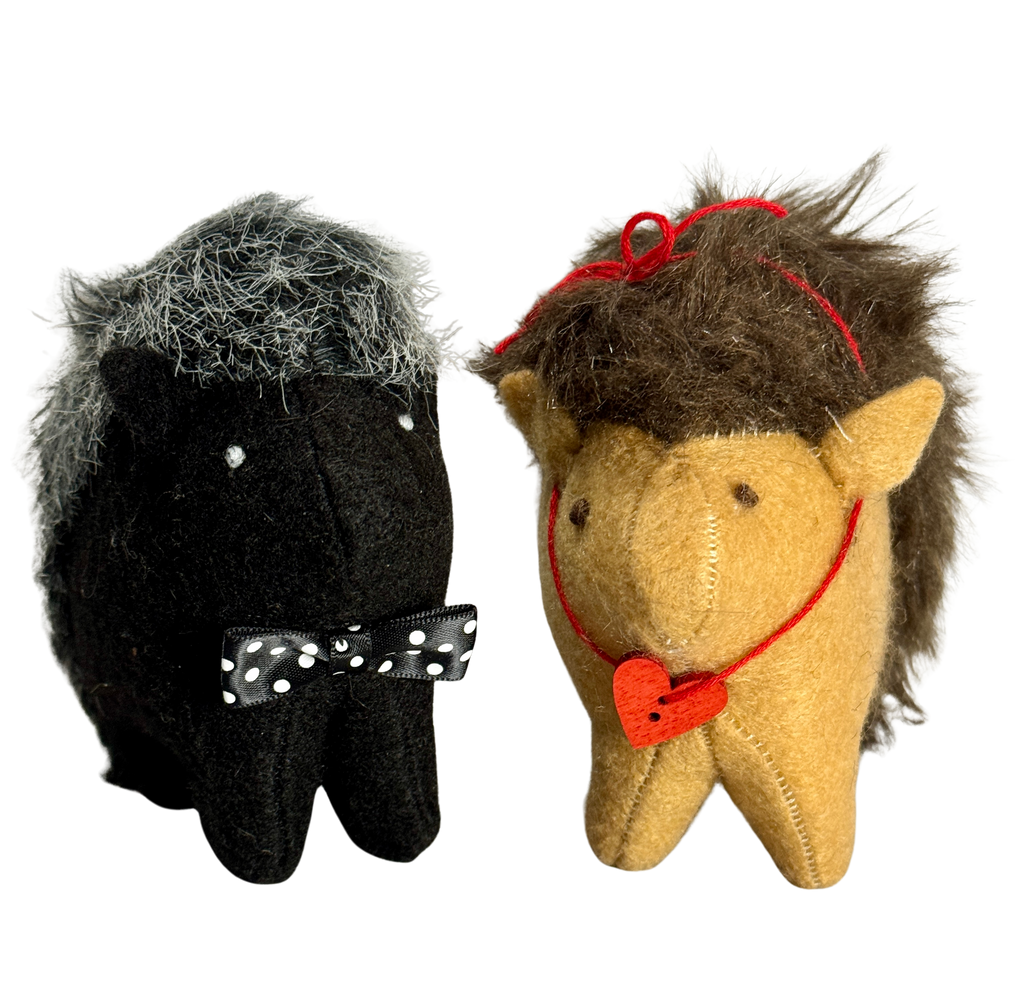 Hedgehog Pair Couple in Love - One of a Kind - Soft Art Plush