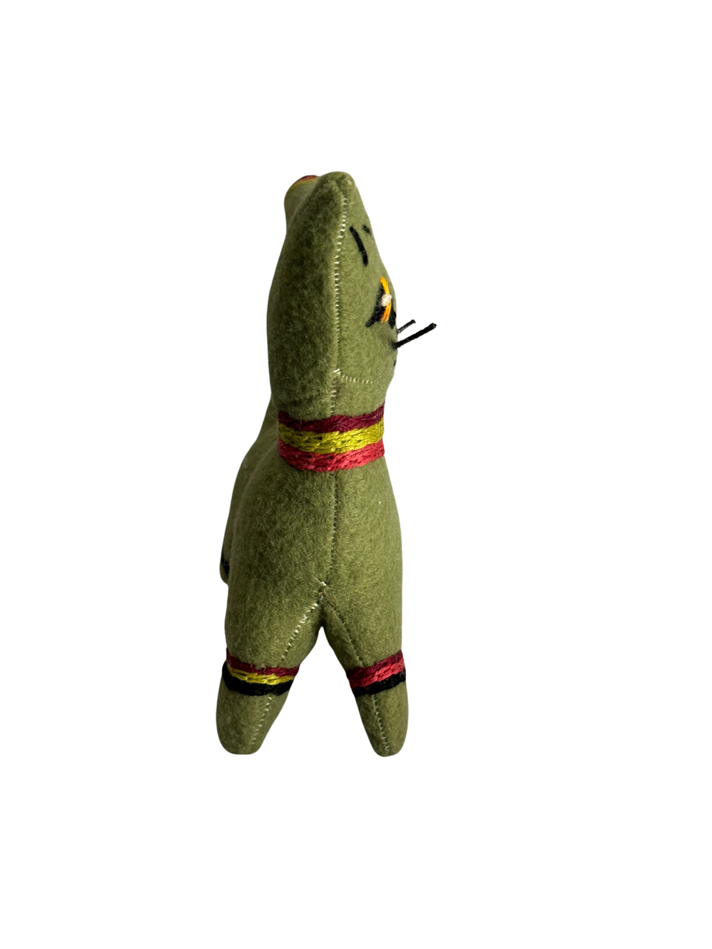 Green and Striped Retro Kitty Cat  - One of a Kind - Soft Art Plush