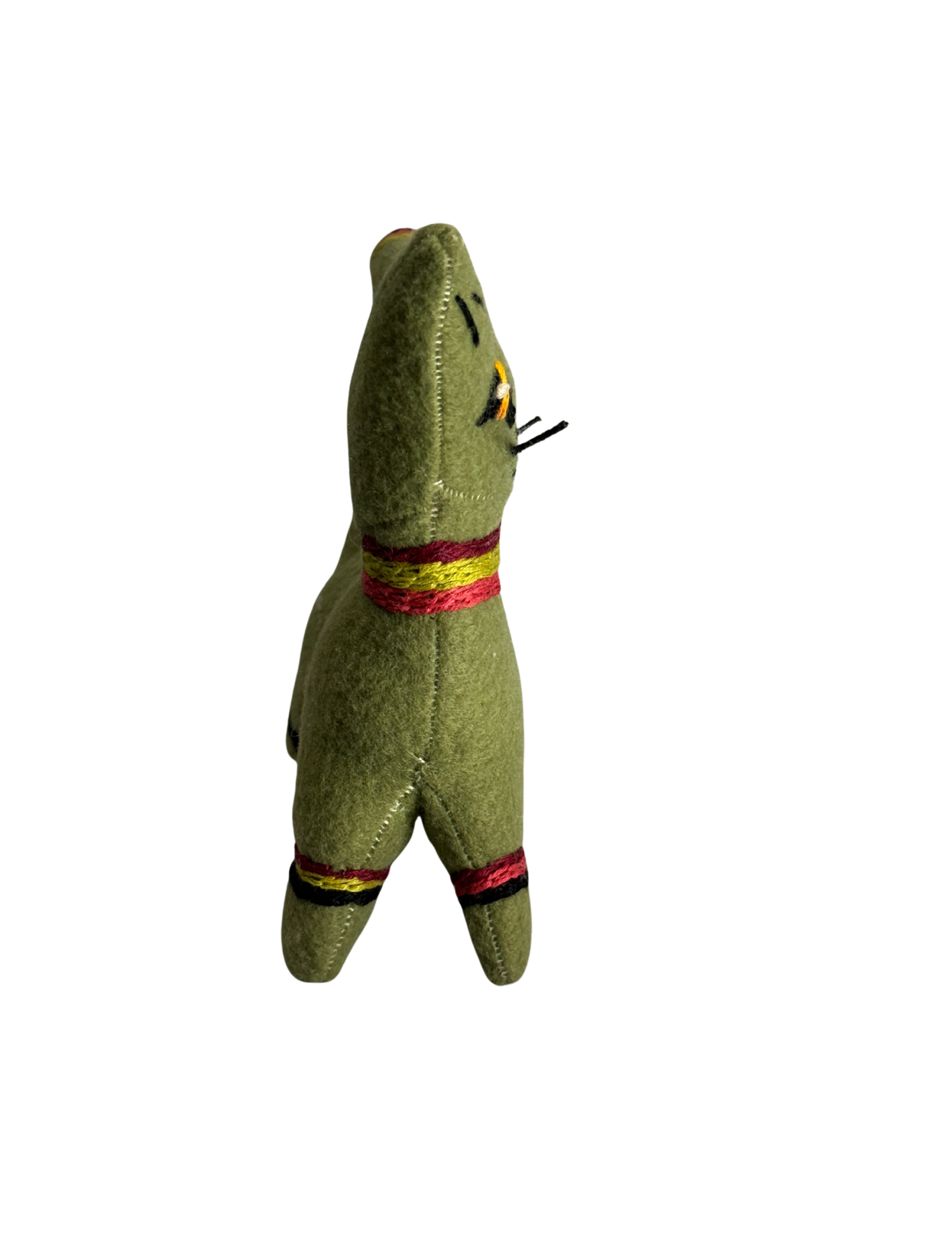 Green and Striped Retro Kitty Cat  - One of a Kind - Soft Art Plush