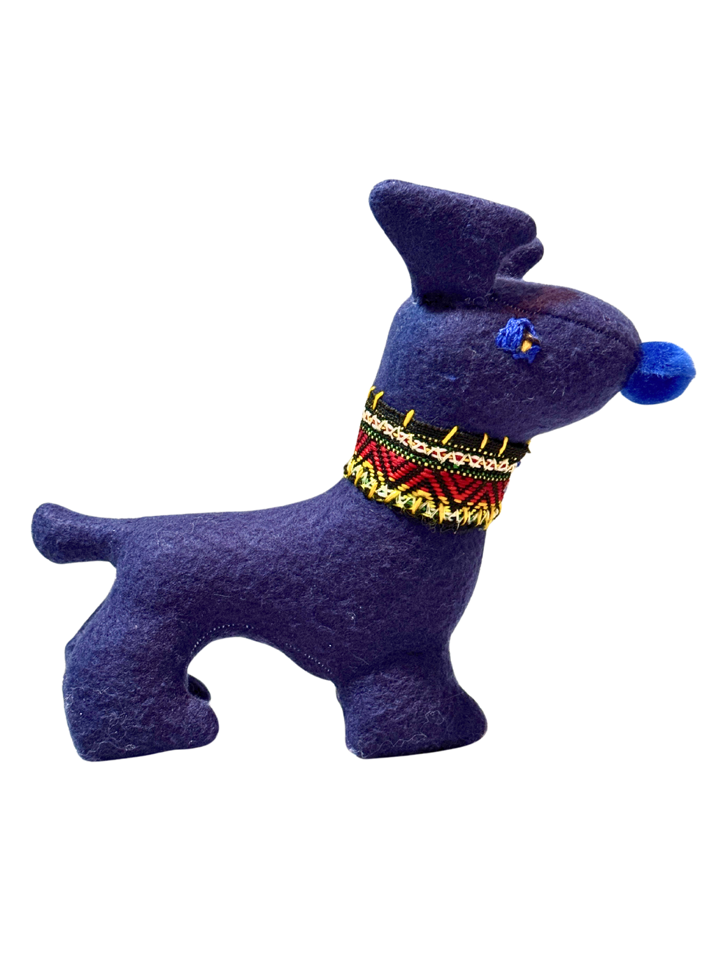 Charle, The Happy Blue Dog - One of a Kind Artisan Felt Creation - Companion Collection
