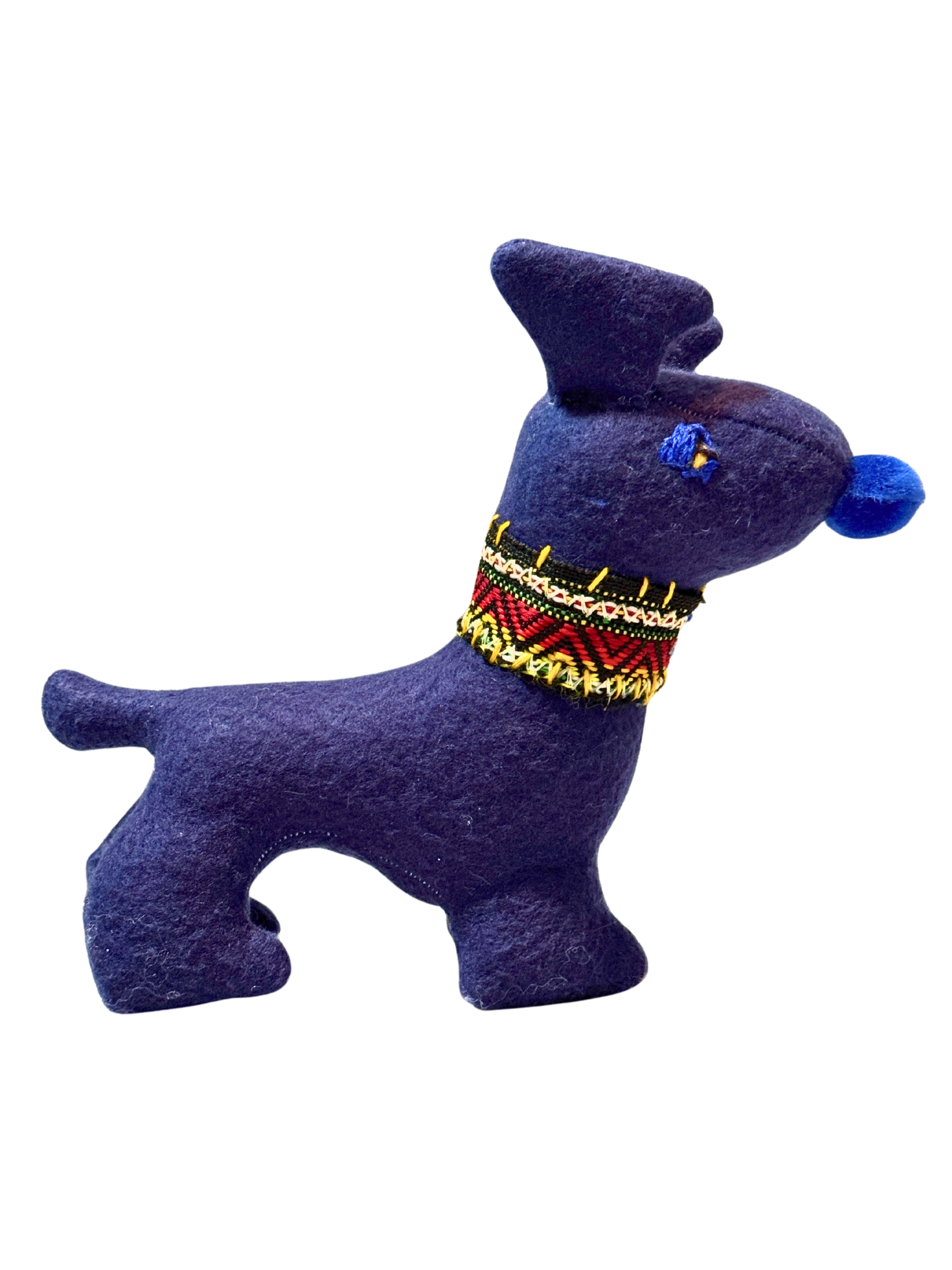 Charle, The Happy Blue Dog - One of a Kind Artisan Felt Creation - Companion Collection