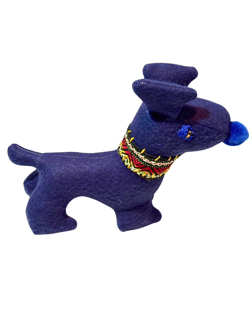 Charle, The Happy Blue Dog - One of a Kind Artisan Felt Creation - Companion Collection
