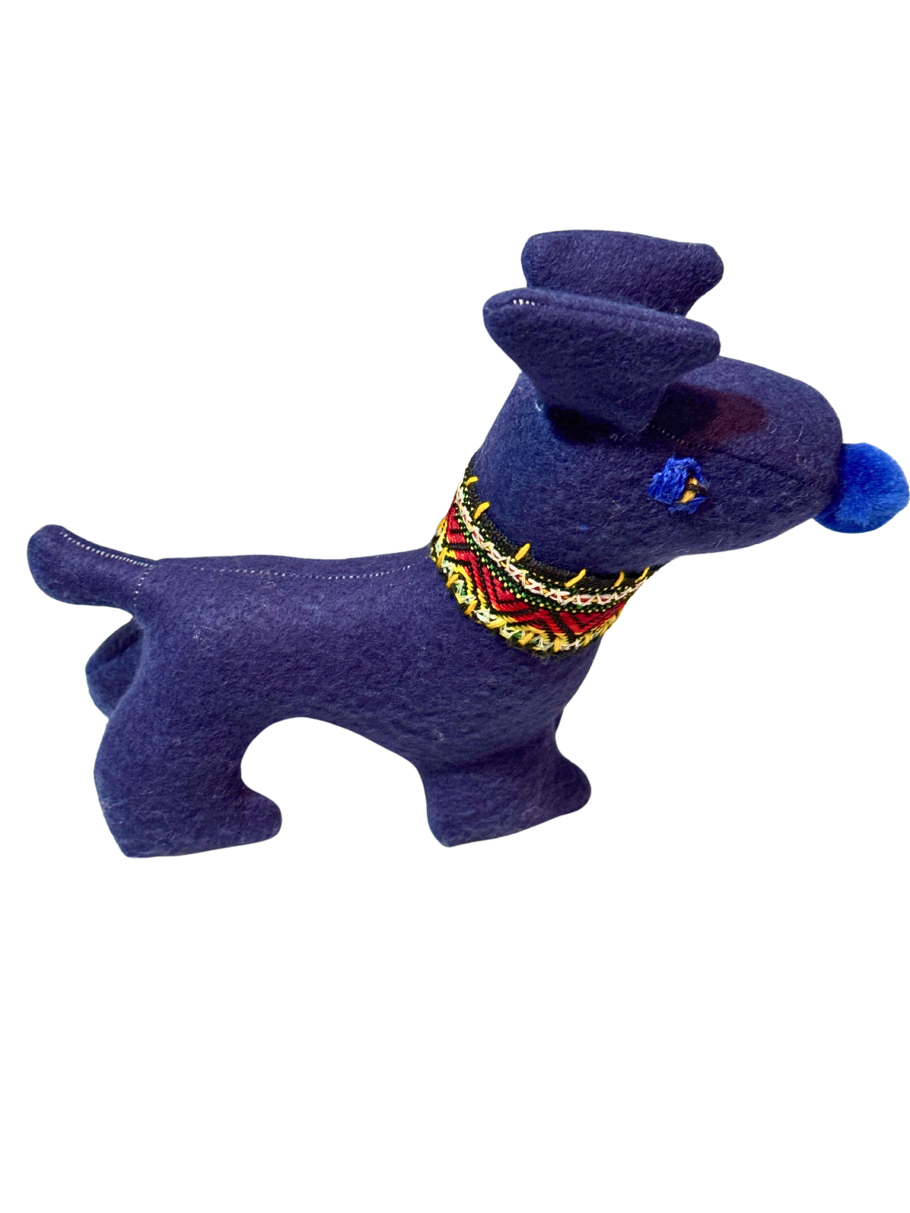 Charle, The Happy Blue Dog - One of a Kind Artisan Felt Creation - Companion Collection