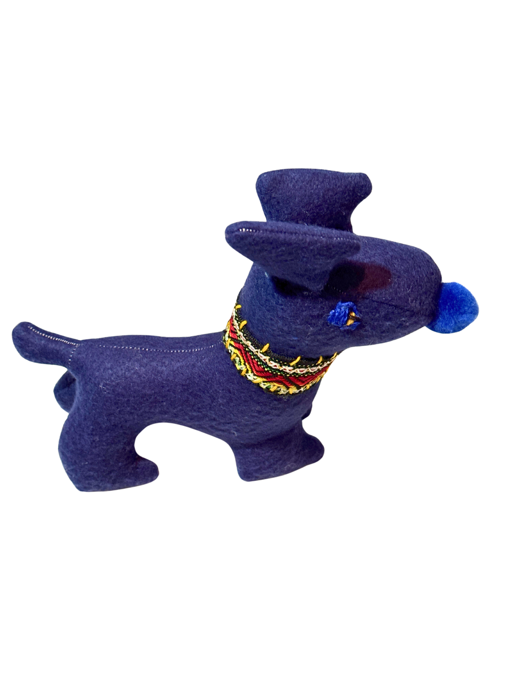 Charle, The Happy Blue Dog - One of a Kind Artisan Felt Creation - Companion Collection