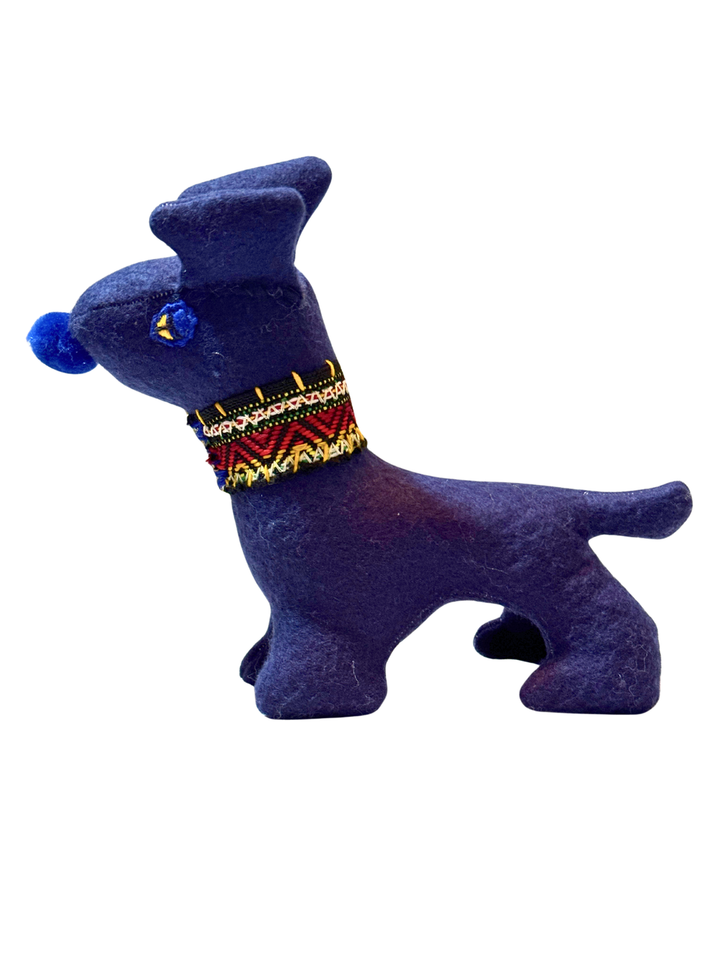 Charle, The Happy Blue Dog - One of a Kind Artisan Felt Creation - Companion Collection