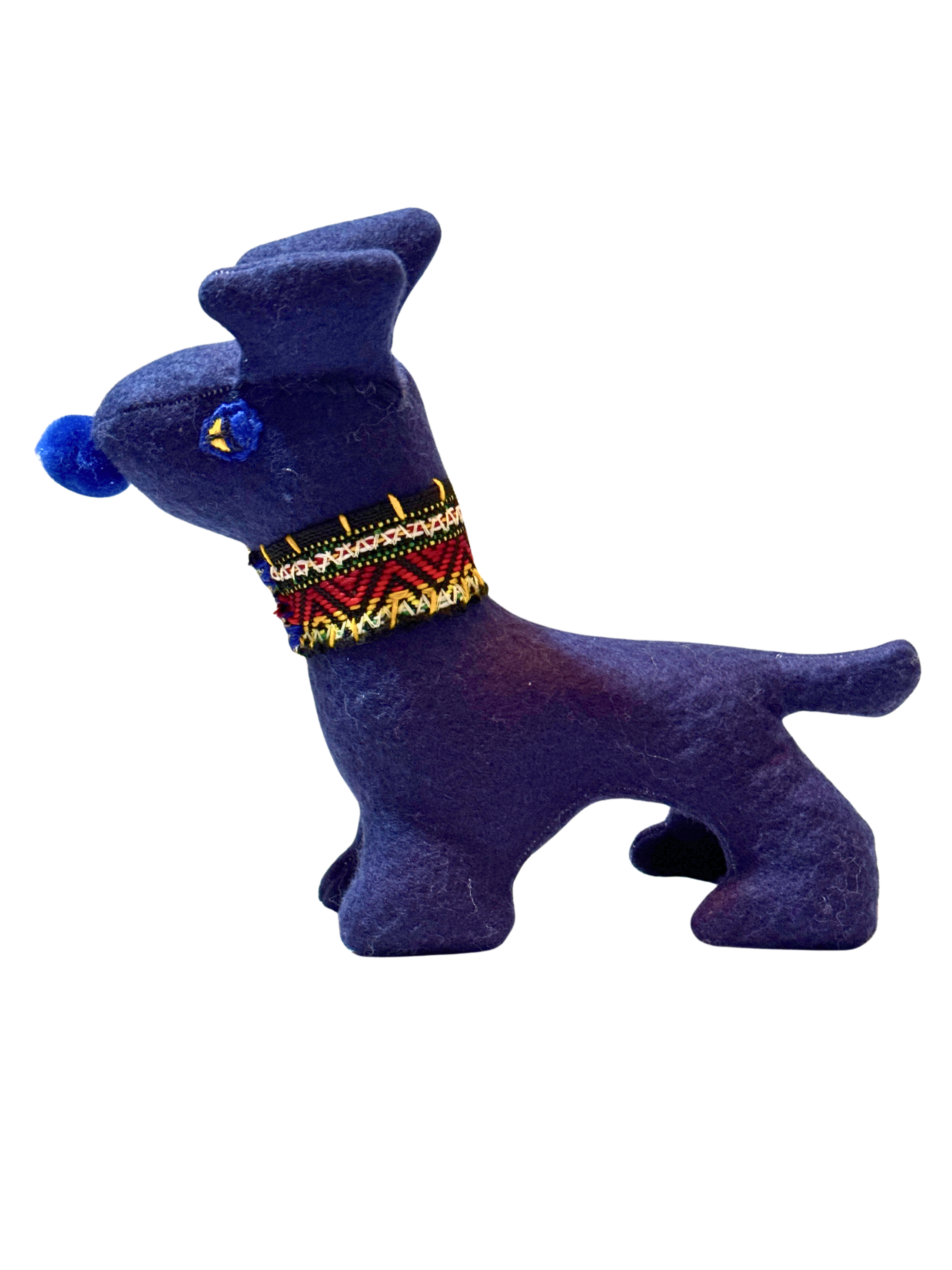 Charle, The Happy Blue Dog - One of a Kind Artisan Felt Creation - Companion Collection