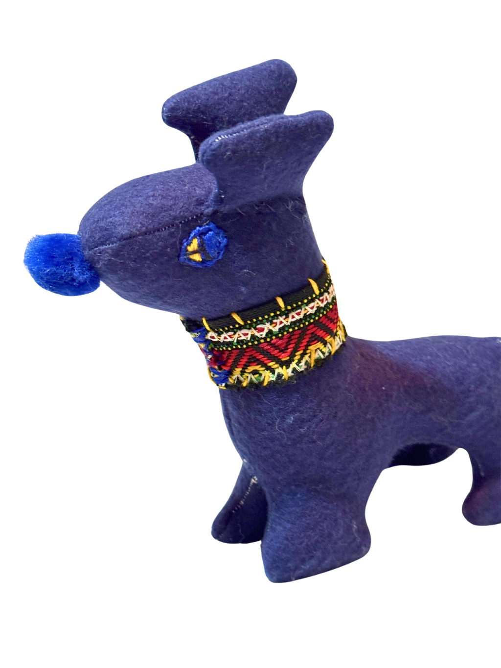 Charle, The Happy Blue Dog - One of a Kind Artisan Felt Creation - Companion Collection