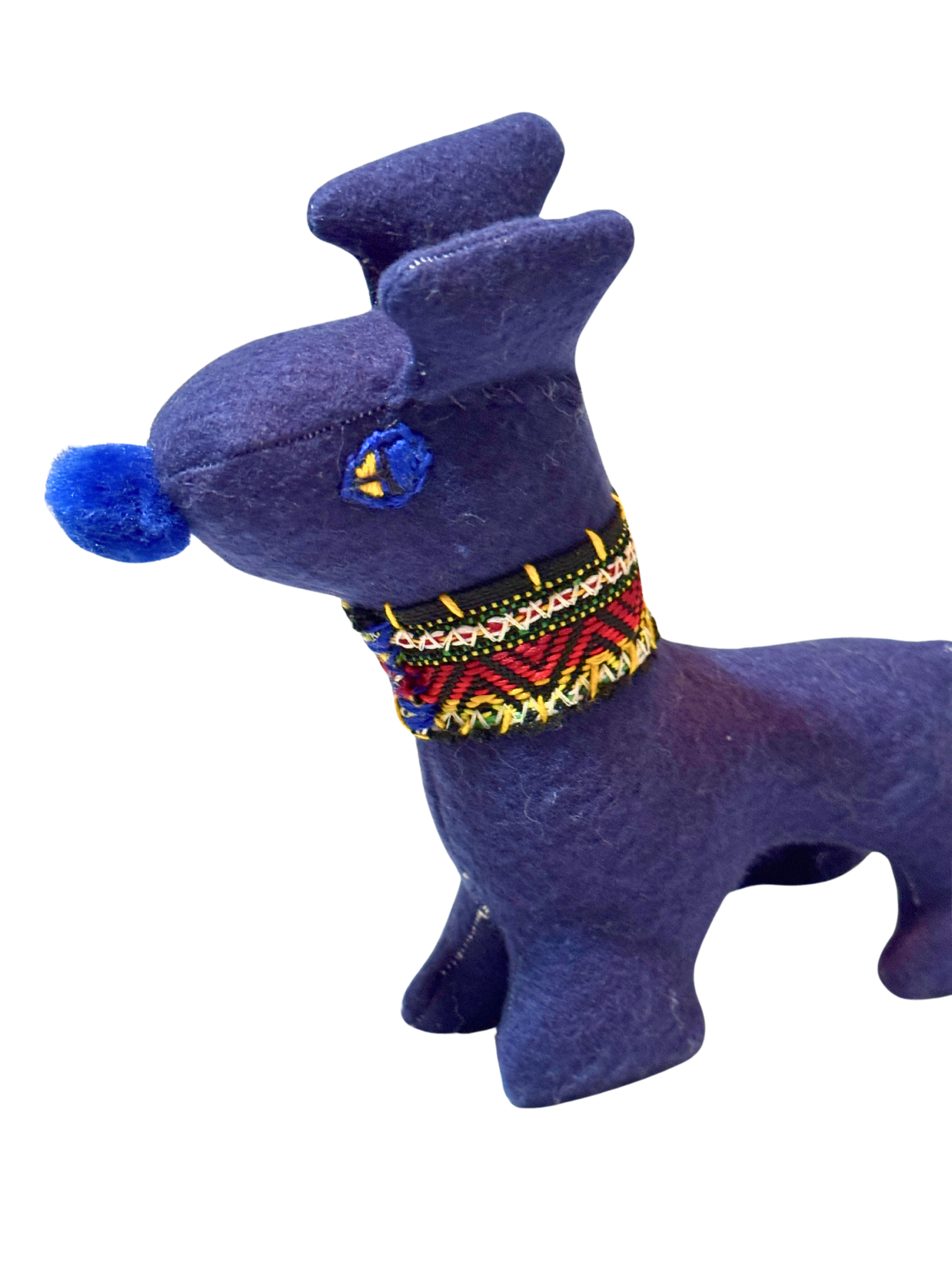 Charle, The Happy Blue Dog - One of a Kind Artisan Felt Creation - Companion Collection