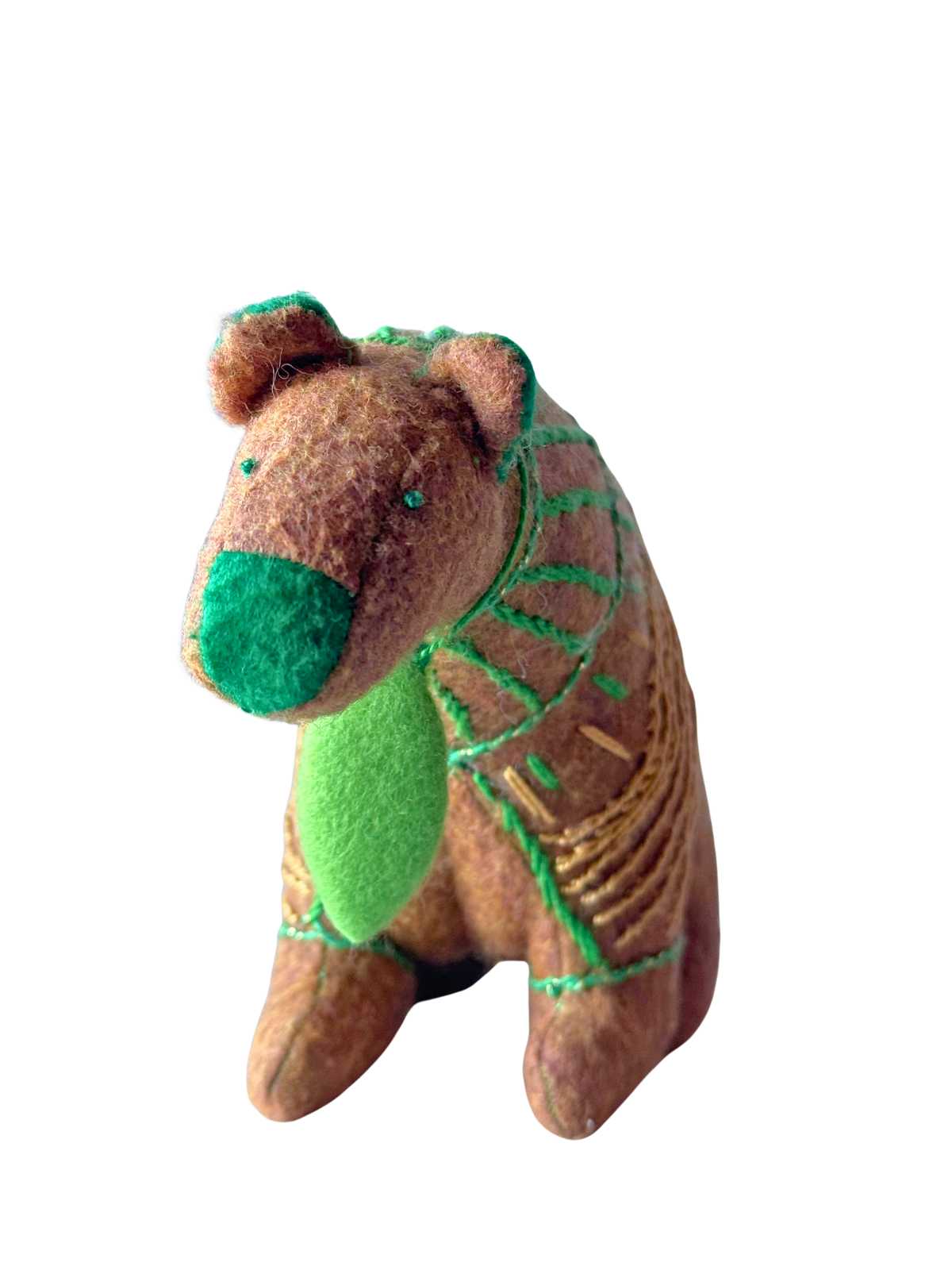 Green Light Gary - Winter Sweater Bear - Seasonal Sidekick — One-of-a-Kind Soft Art Sculpture