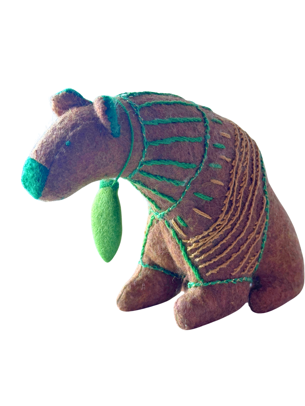 Green Light Gary - Winter Sweater Bear - Seasonal Sidekick — One-of-a-Kind Soft Art Sculpture