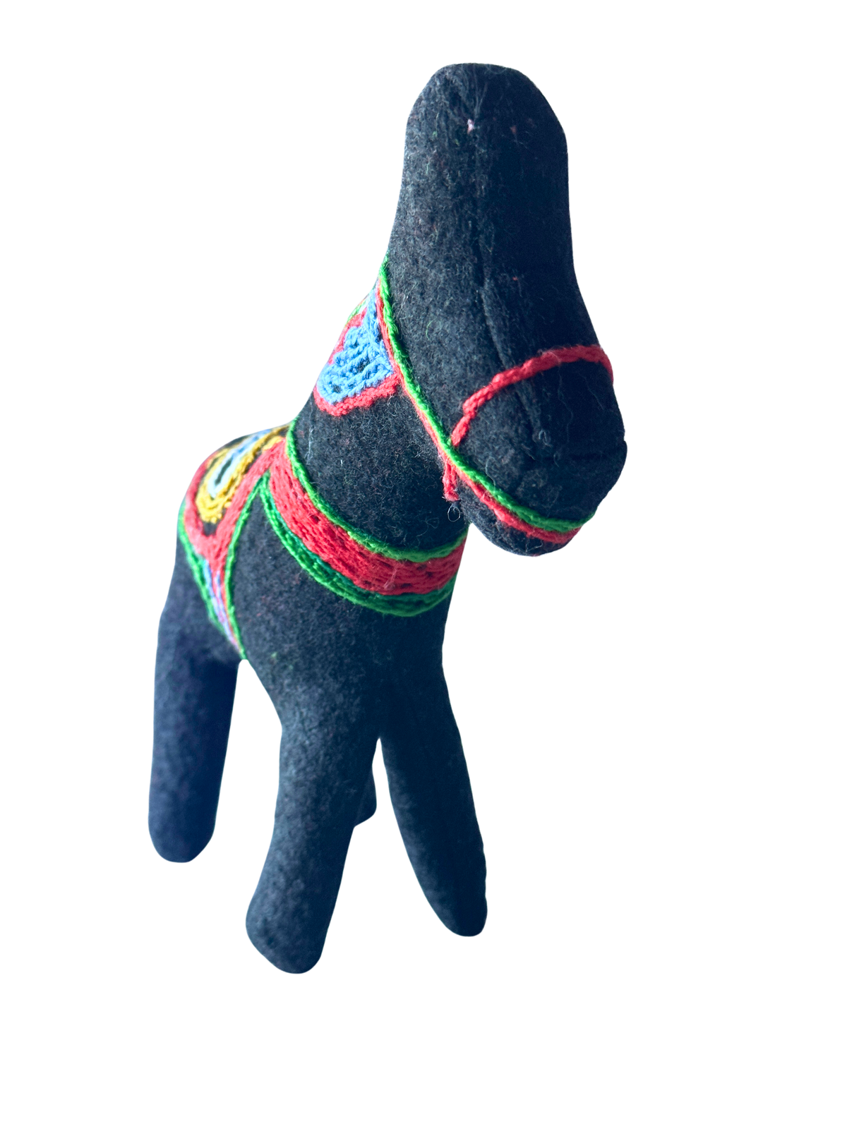 Dala Style Soft Plush Horse in Black - One of a Kind Sidekick