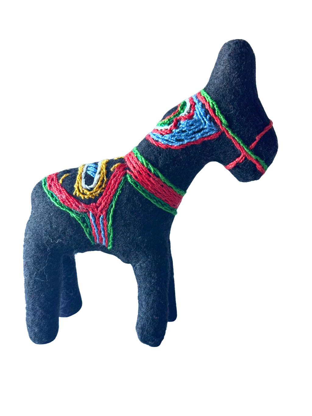 Dala Style Soft Plush Horse in Black - One of a Kind Sidekick