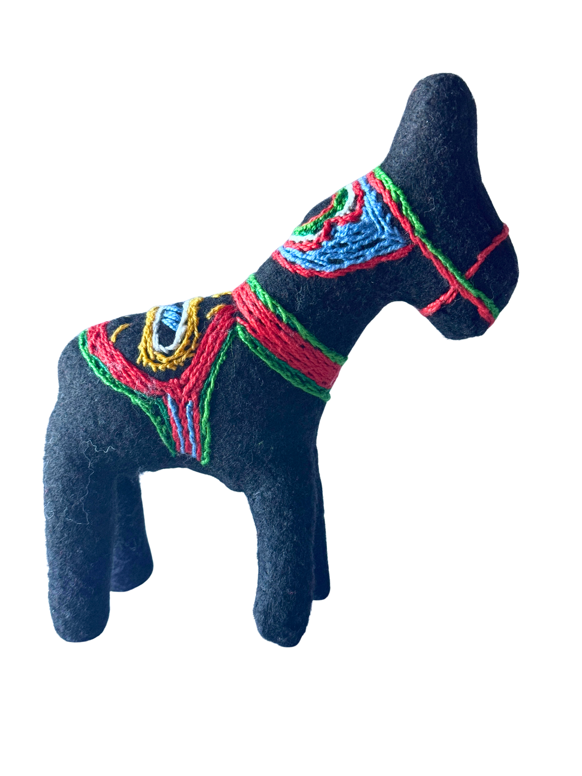 Dala Style Soft Plush Horse in Black - One of a Kind Sidekick