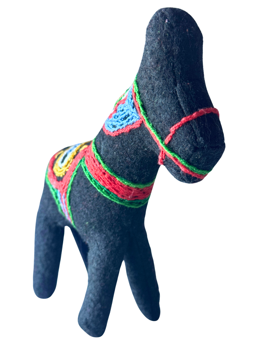 Dala Style Soft Plush Horse in Black - One of a Kind Sidekick