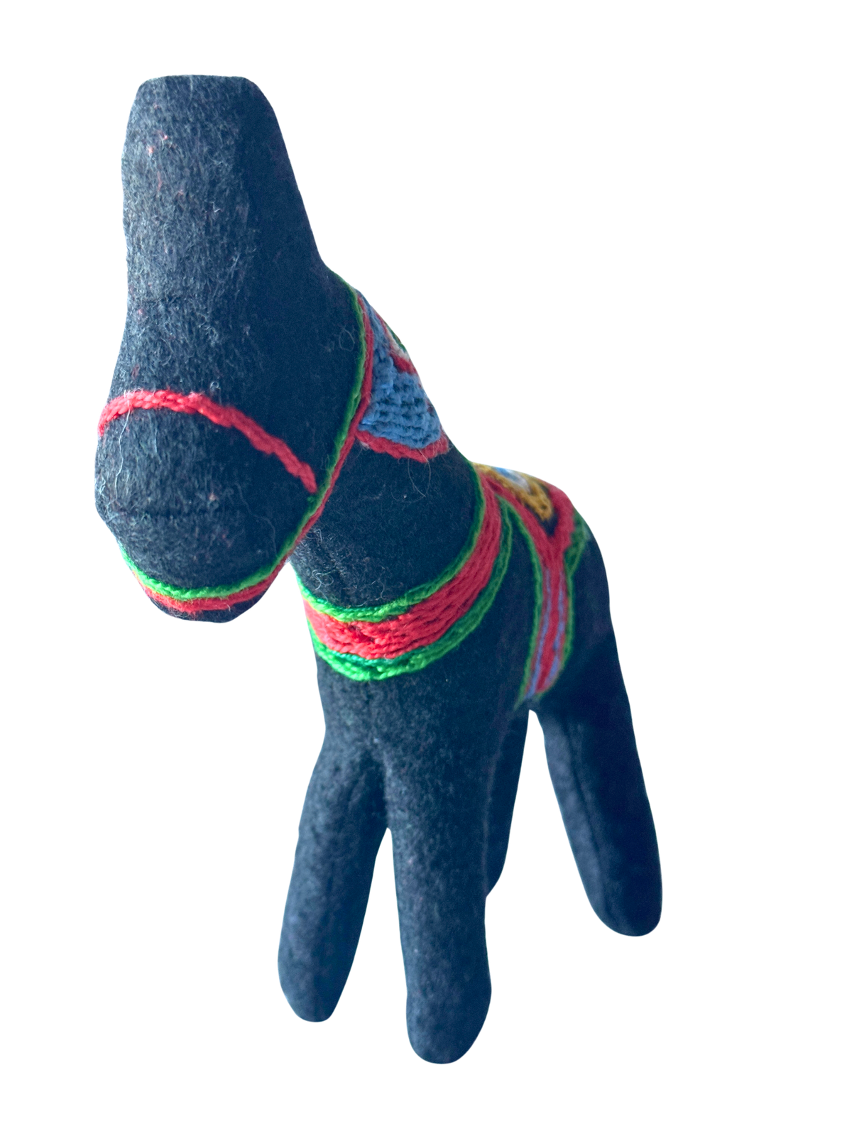 Dala Style Soft Plush Horse in Black - One of a Kind Sidekick