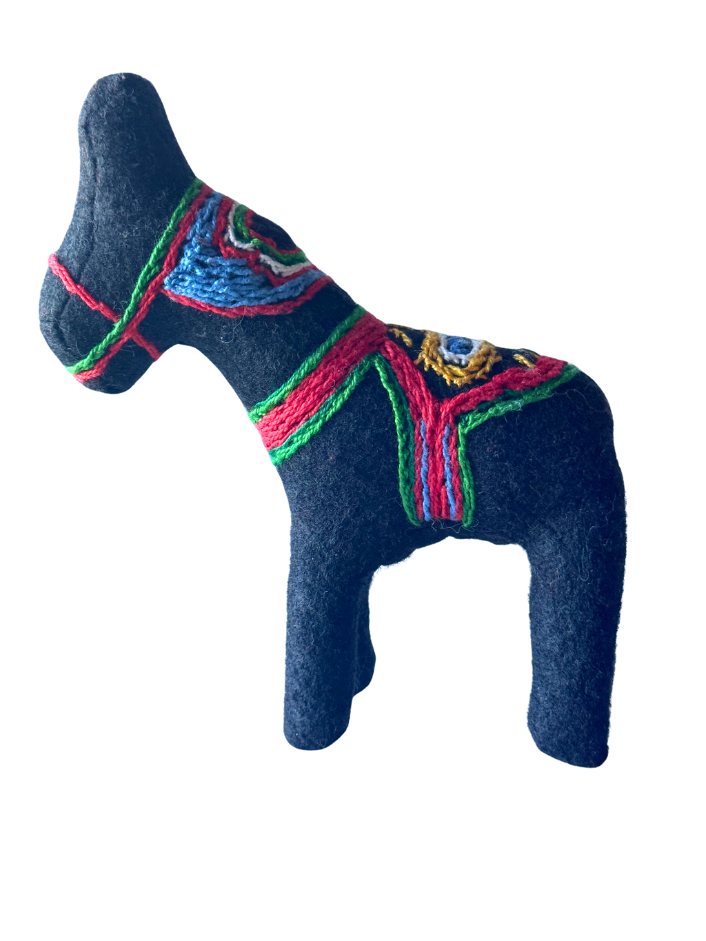 Dala Style Soft Plush Horse in Black - One of a Kind Sidekick