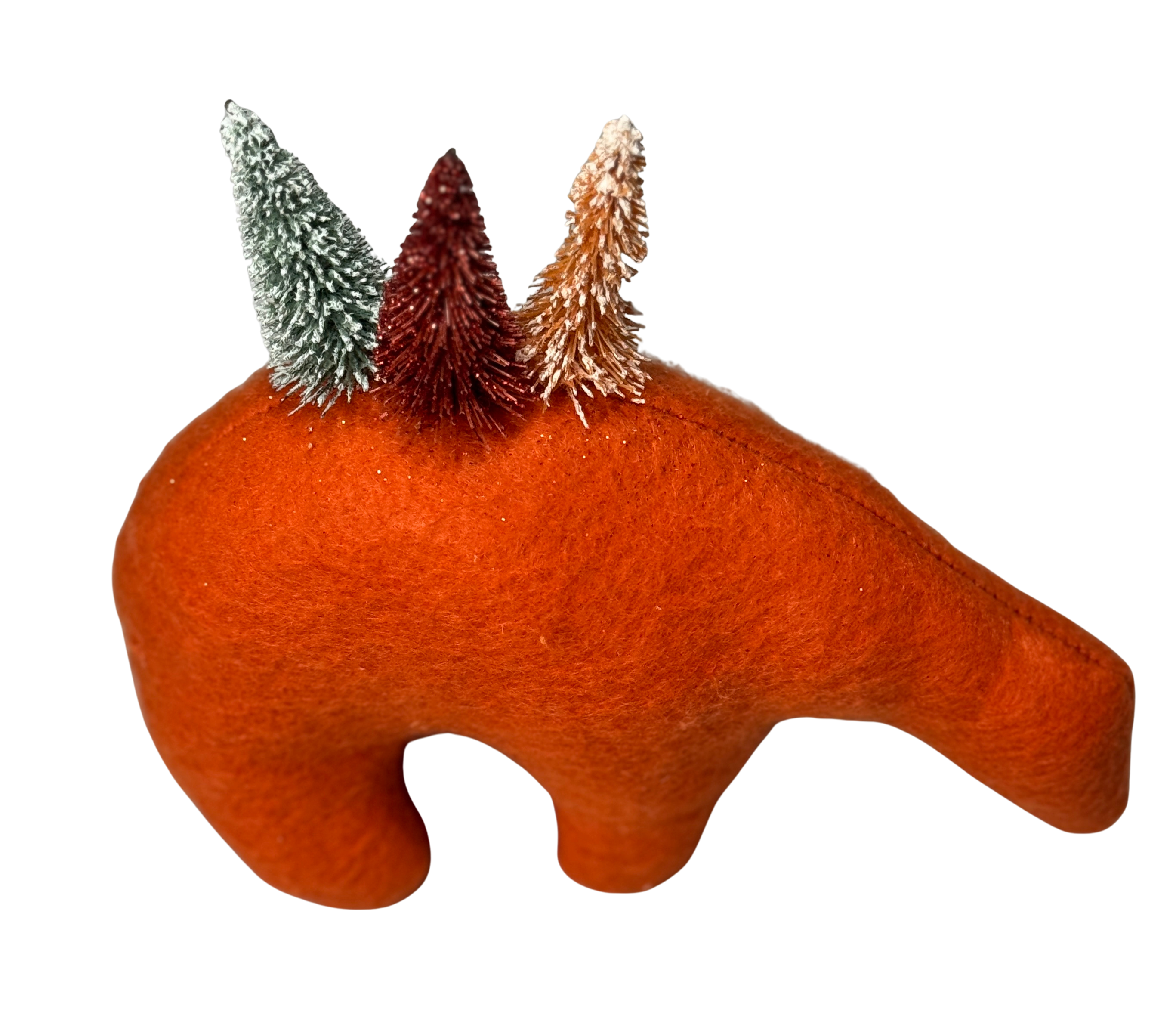 Orange Christmas Tree Loving Folk Art Guardian – Soft Sculpture Bearfolk - Woodland Collection