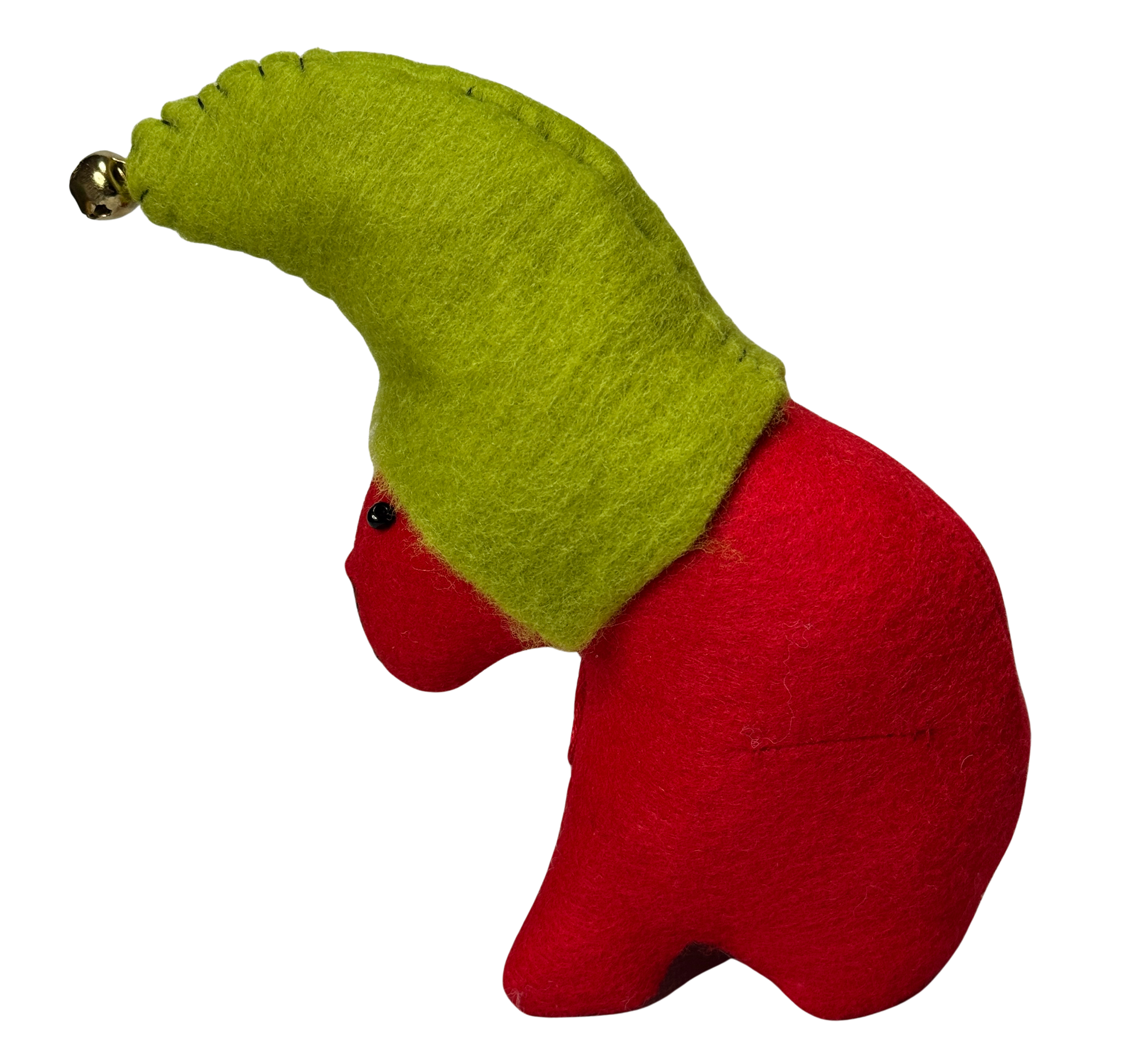 Red Elf Sitting Bear Folk Art Guardian – Soft Sculpture Bearfolk - Woodland Collection