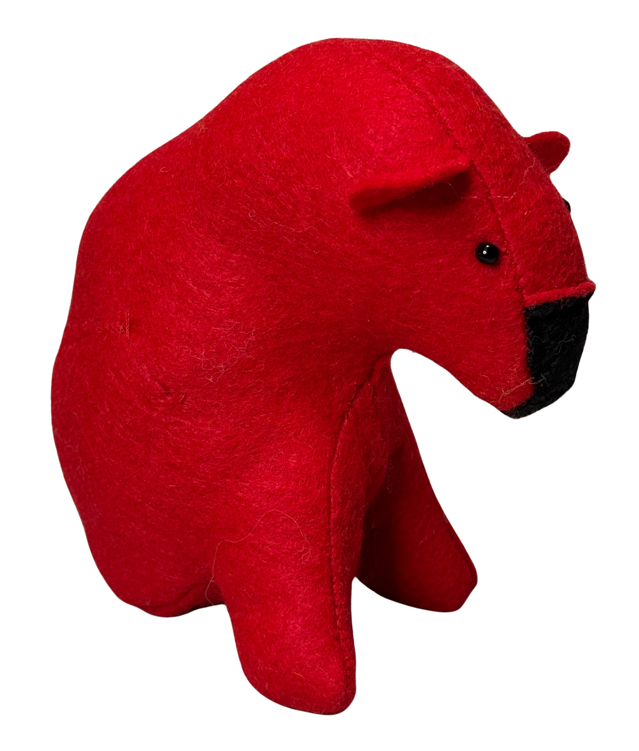 Red Elf Sitting Bear Folk Art Guardian – Soft Sculpture Bearfolk - Woodland Collection