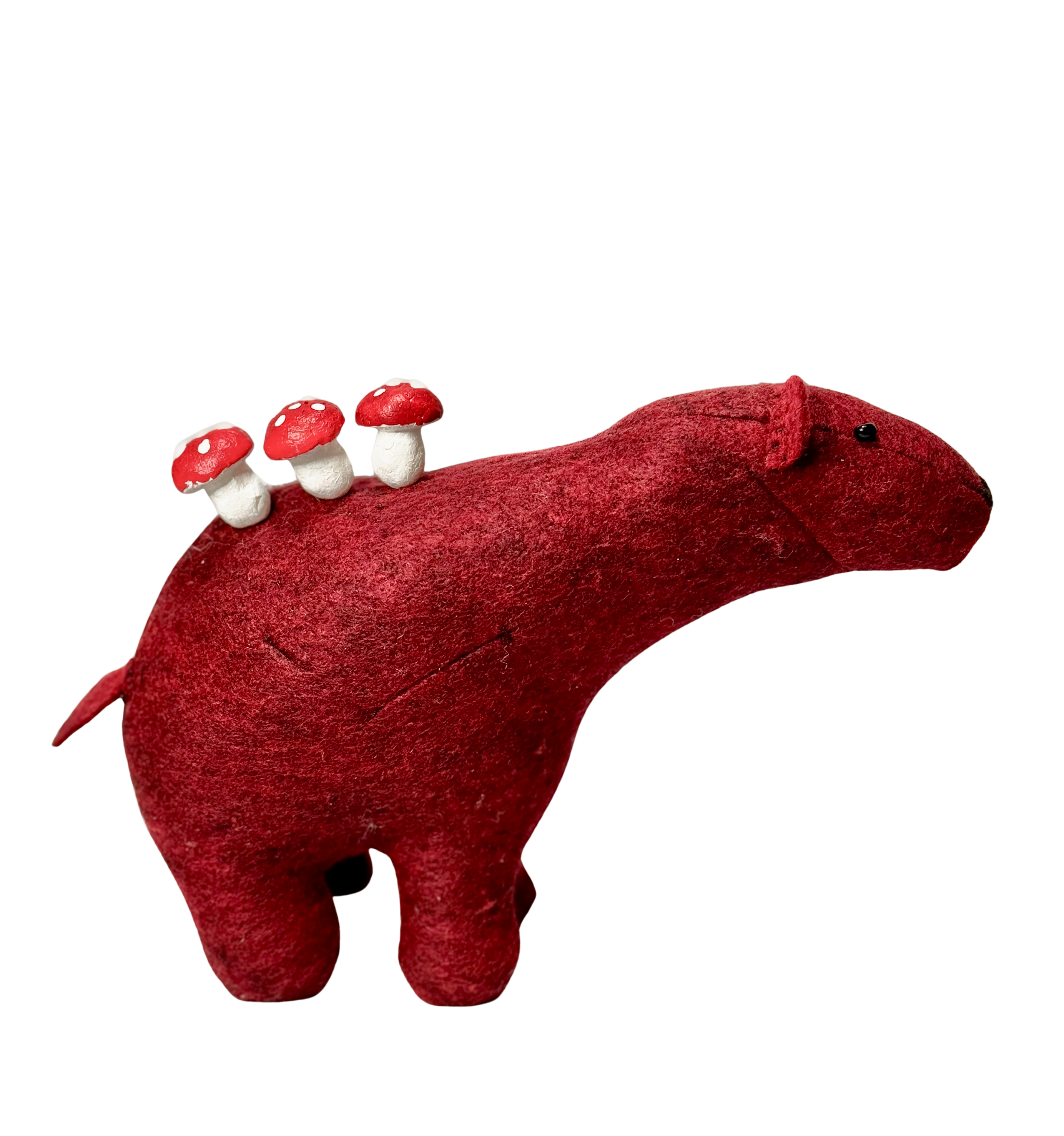 Folk Art Soft Sculpture Free Standing Bear  - Mushroom Lover- One of a Kind  - Woodland Collection